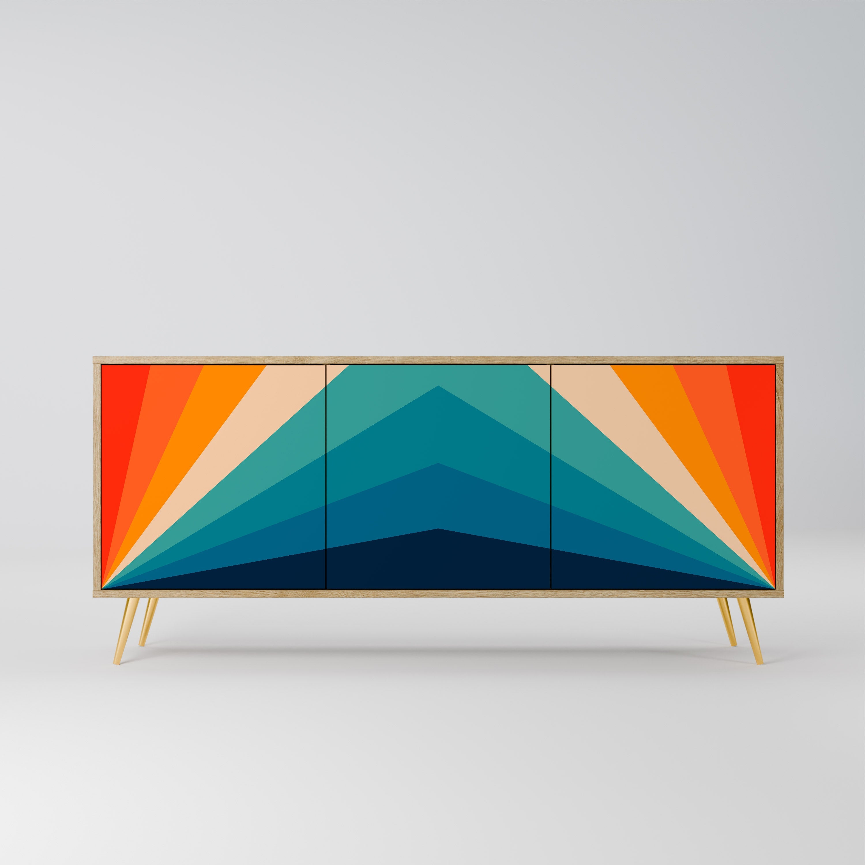 PRISM CONCUSSION Aparador de 3 Portas em Efeito Carvalho