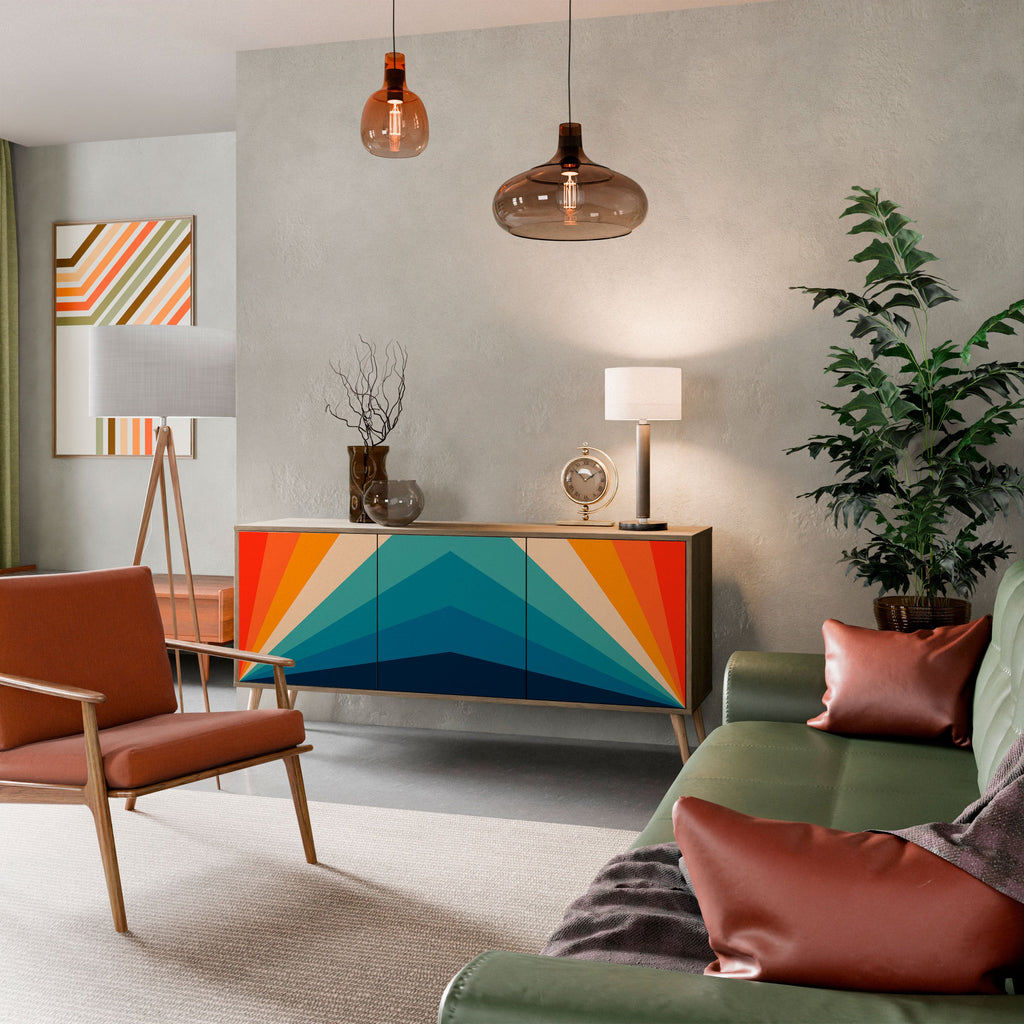 PRISM CONCUSSION Aparador de 3 Portas em Efeito Carvalho