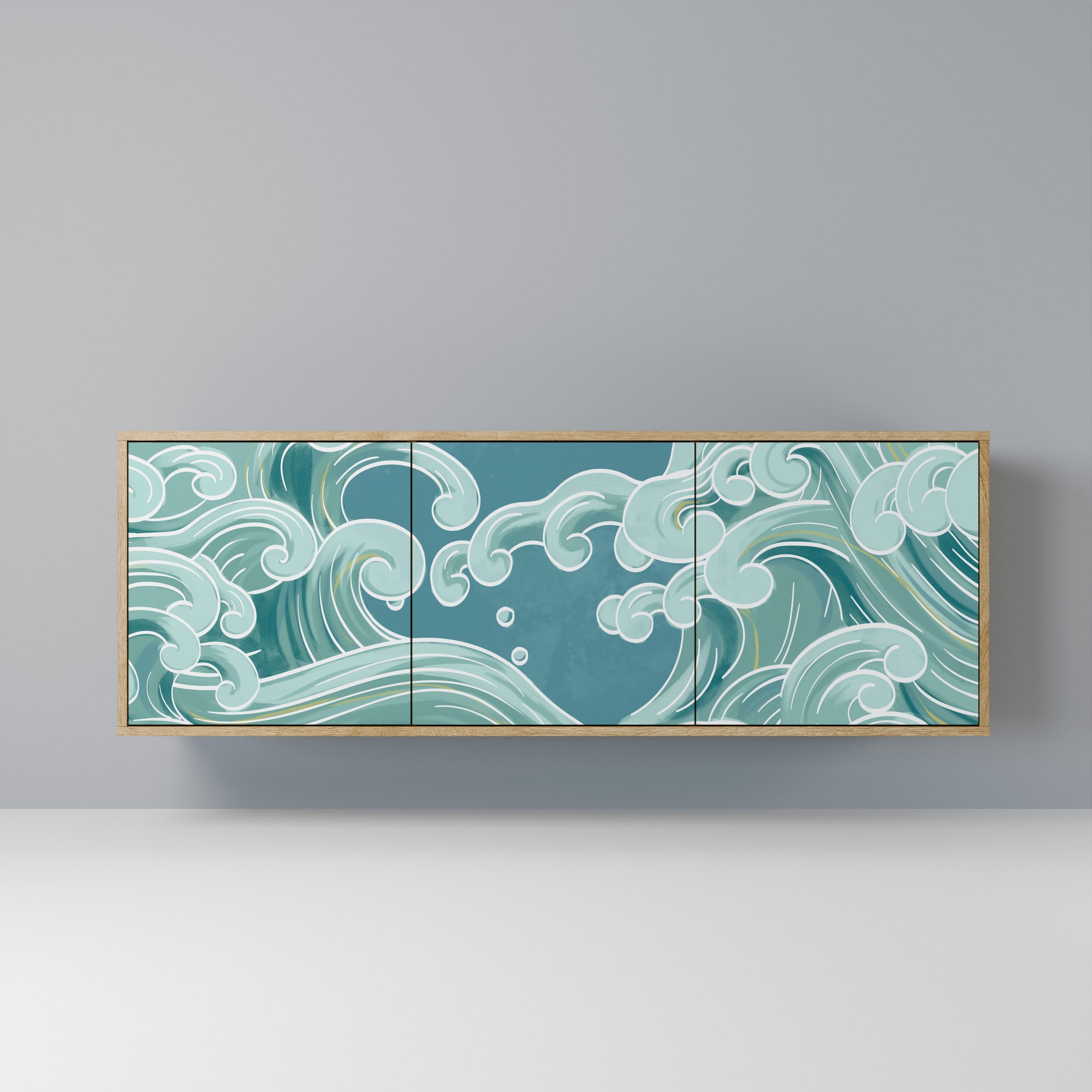 ASIAN SWAY Aparador de 3 Portas em Efeito Carvalho