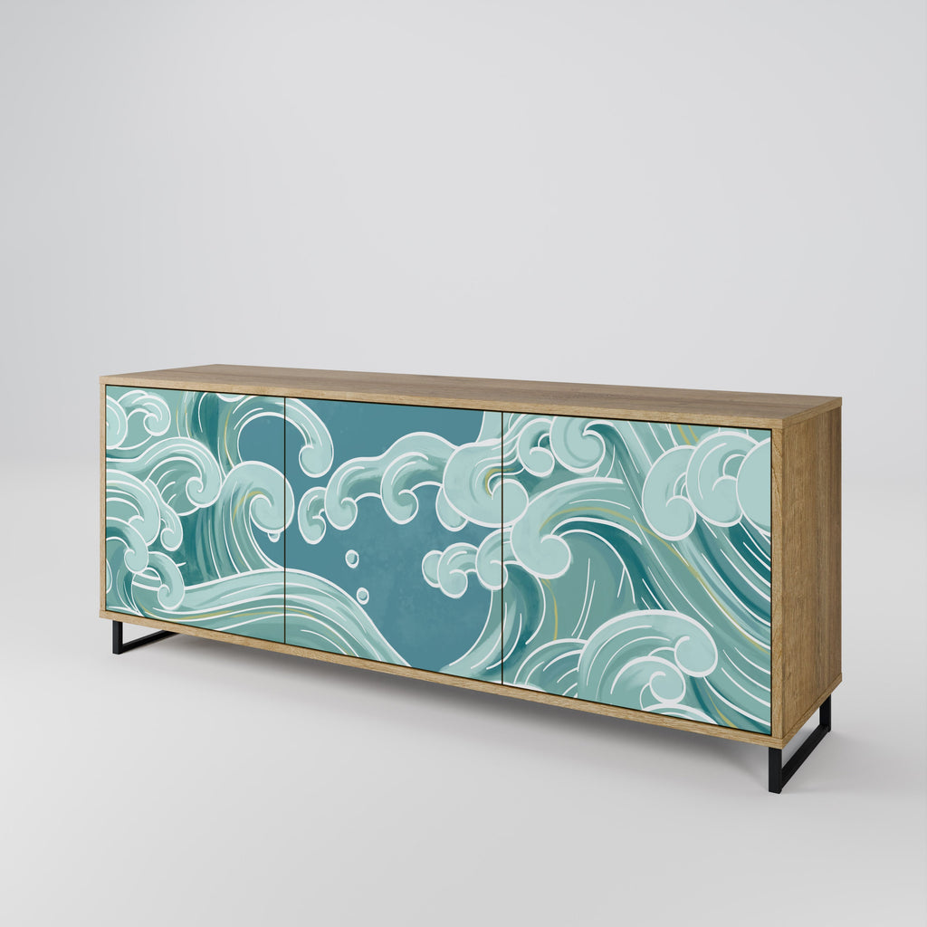 ASIAN SWAY 3-Door Sideboard in Oak Effect