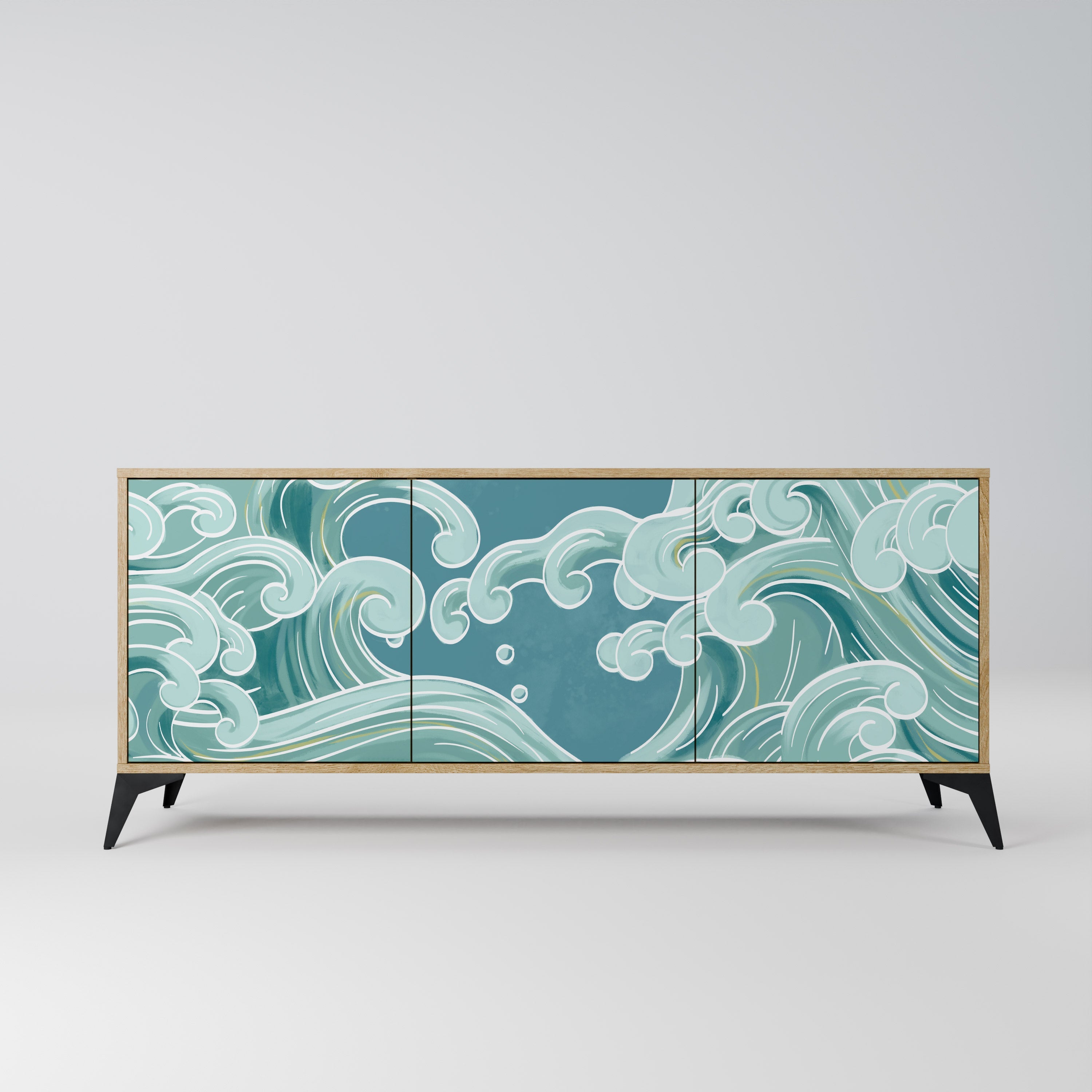 ASIAN SWAY Aparador de 3 Portas em Efeito Carvalho