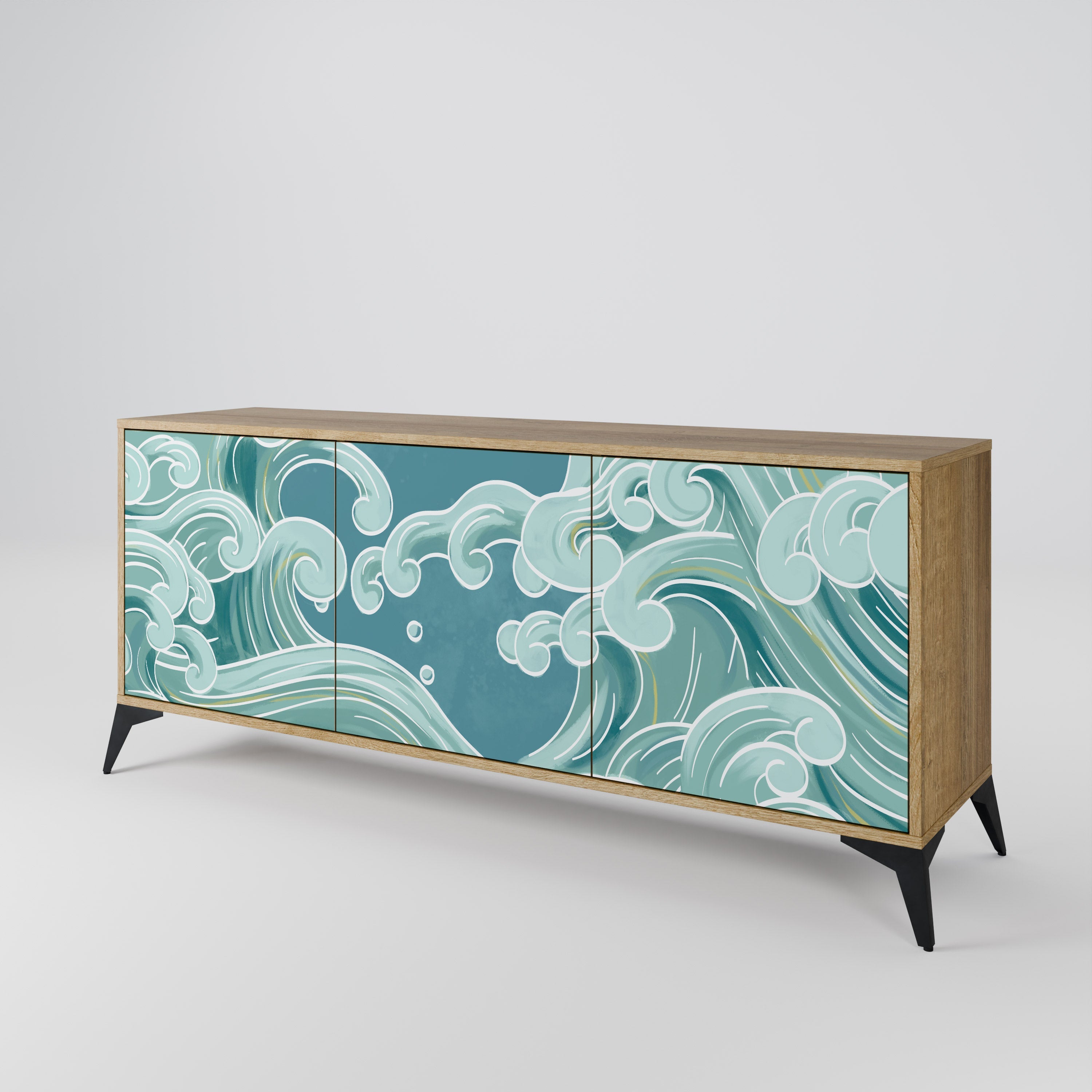 ASIAN SWAY 3-Door Sideboard in Oak Effect