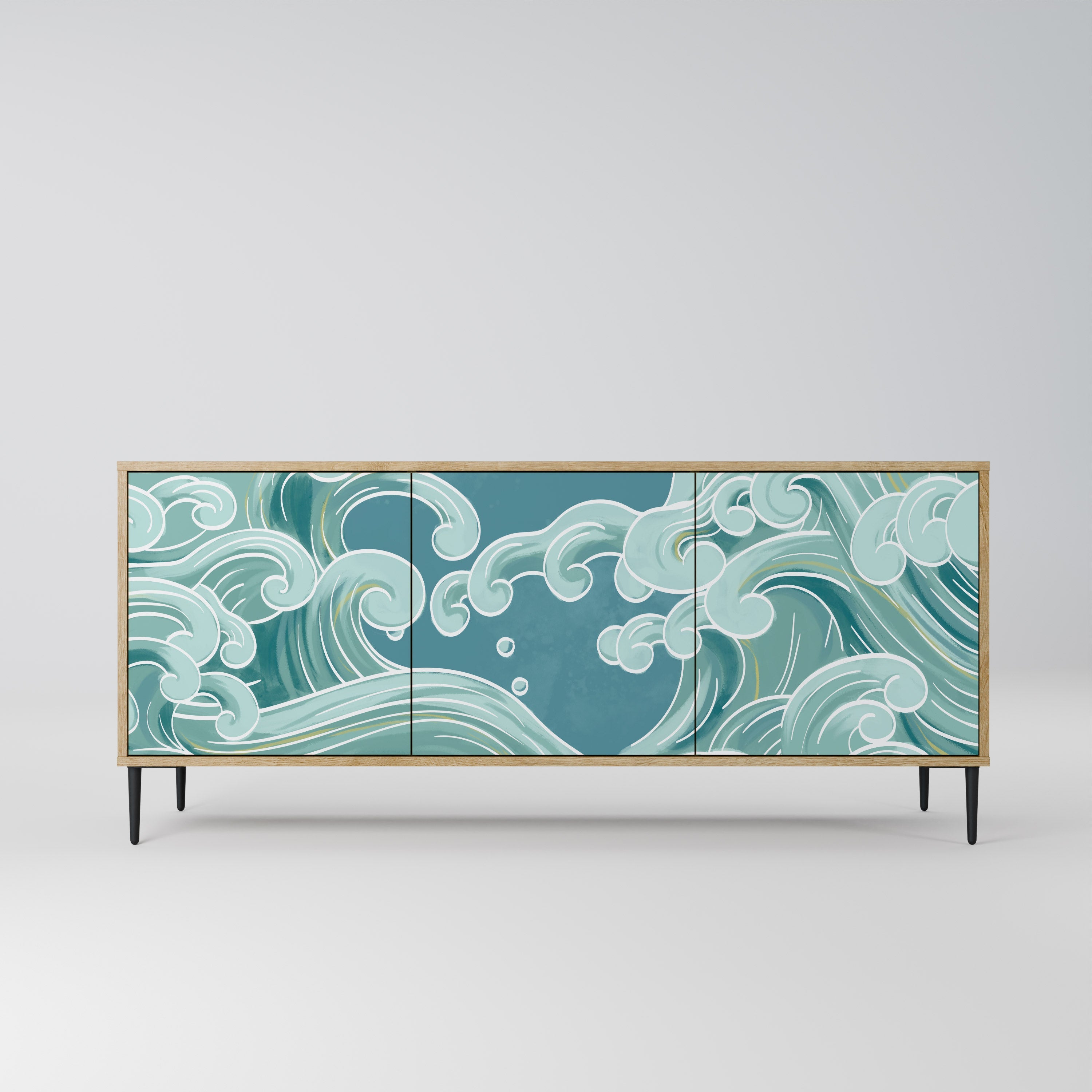 ASIAN SWAY Aparador de 3 Portas em Efeito Carvalho