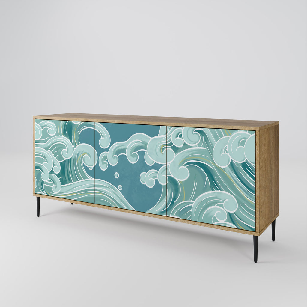 ASIAN SWAY 3-Door Sideboard in Oak Effect