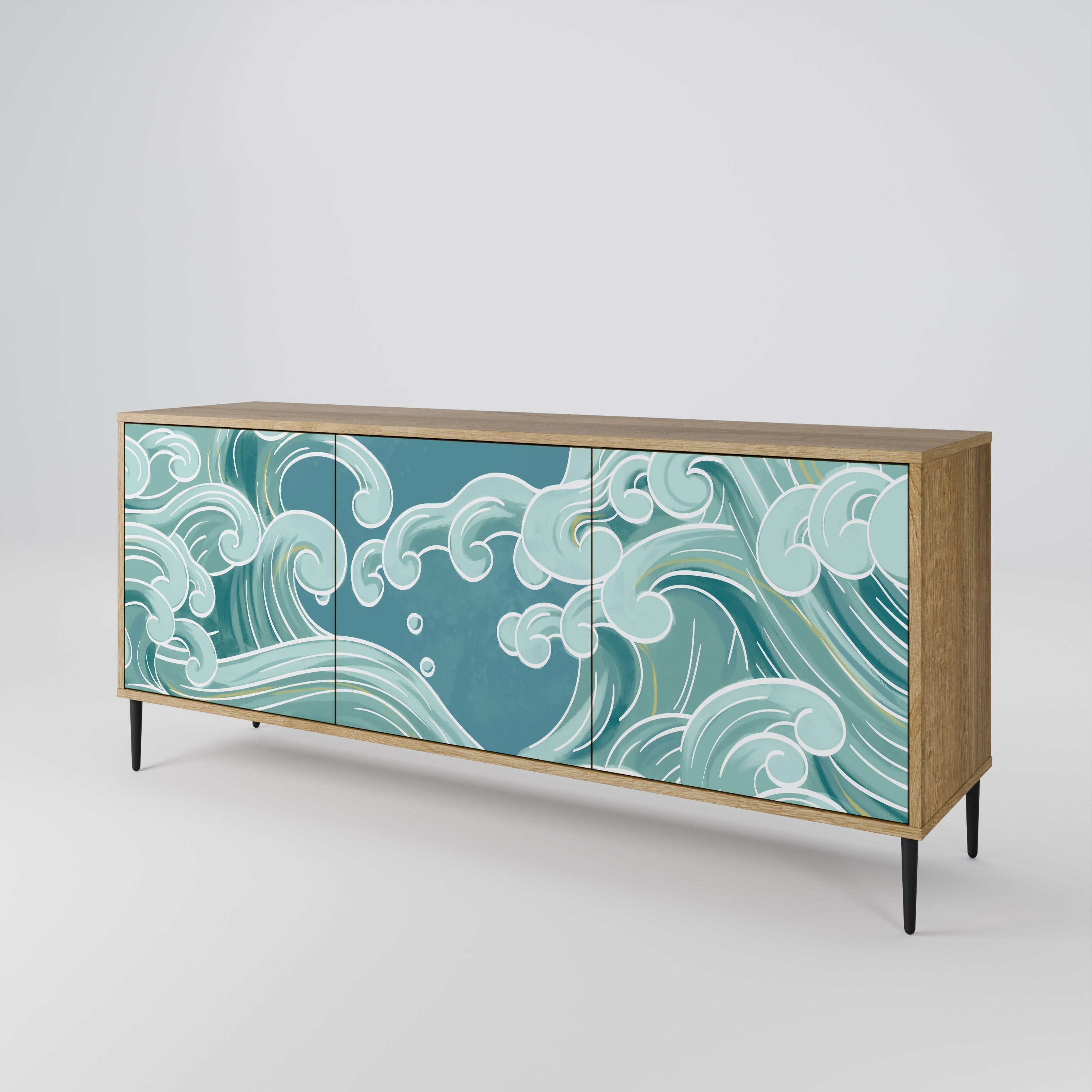ASIAN SWAY 3-Door Sideboard in Oak Effect