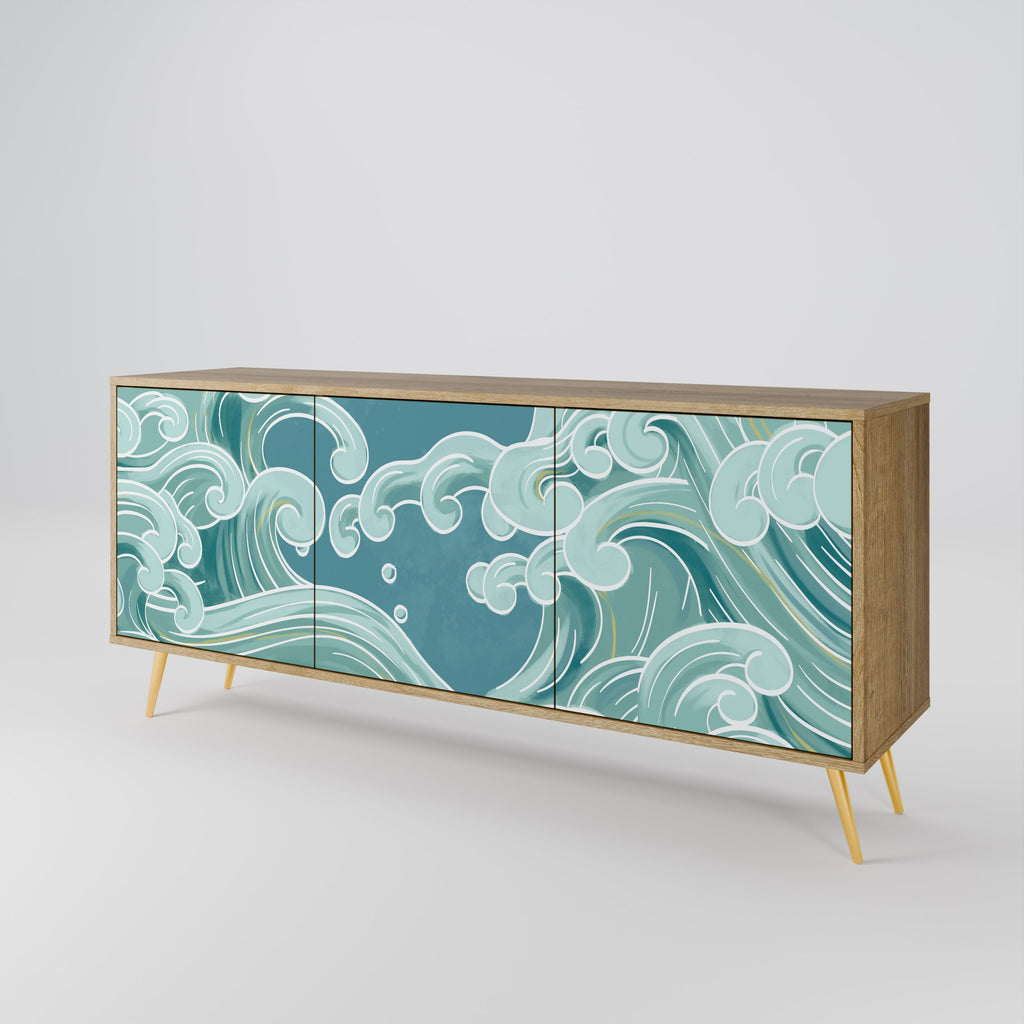 ASIAN SWAY 3-Door Sideboard in Oak Effect