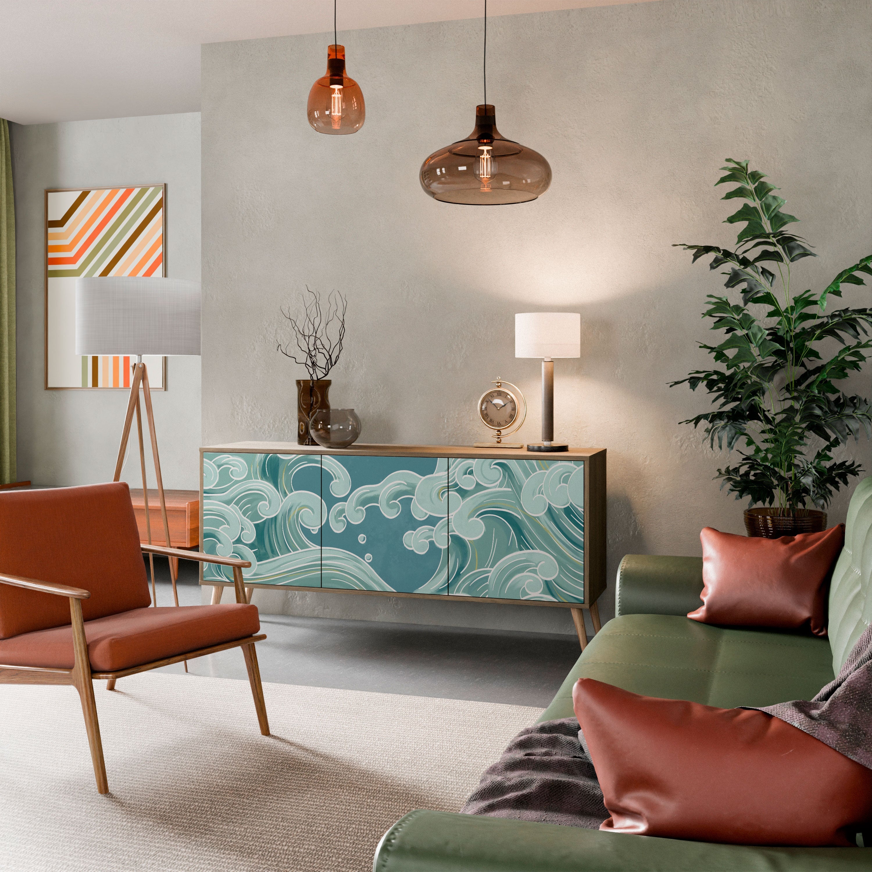 ASIAN SWAY 3-Door Sideboard in Oak Effect