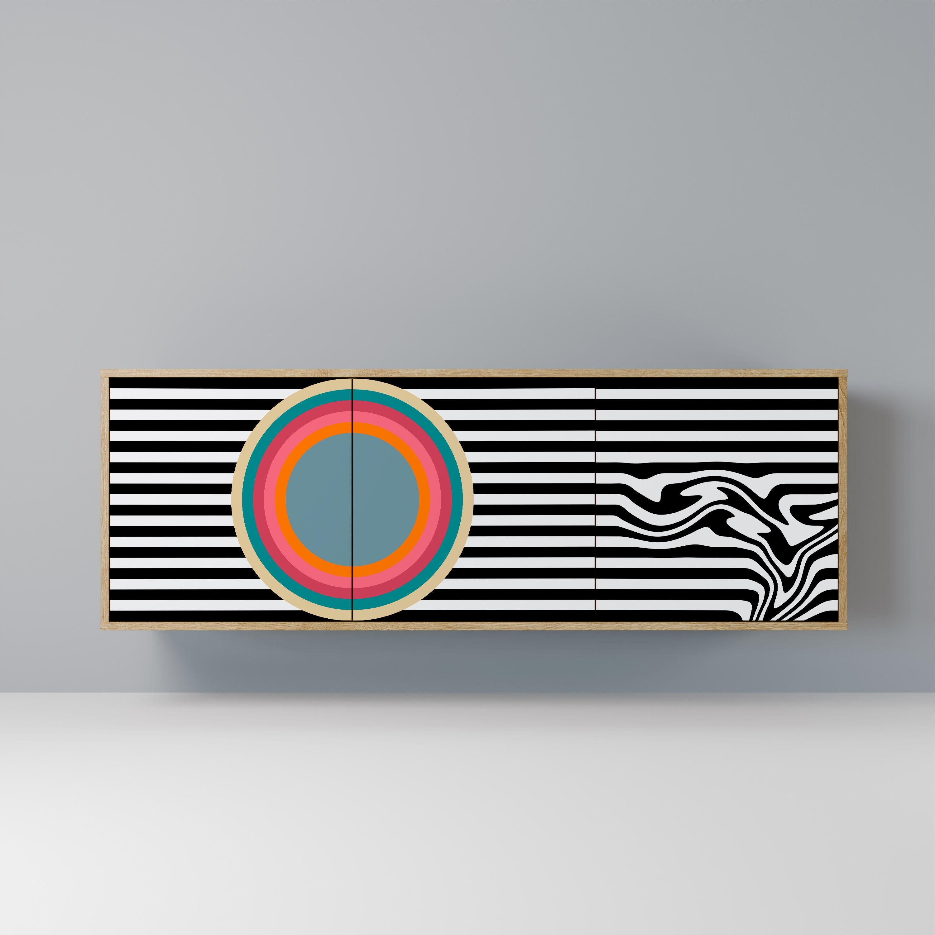 SPECTRA SHOWCASE Aparador de 3 Portas em Efeito Carvalho