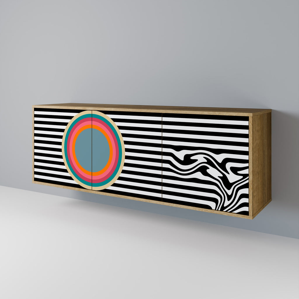 SPECTRA SHOWCASE Aparador de 3 Portas em Efeito Carvalho