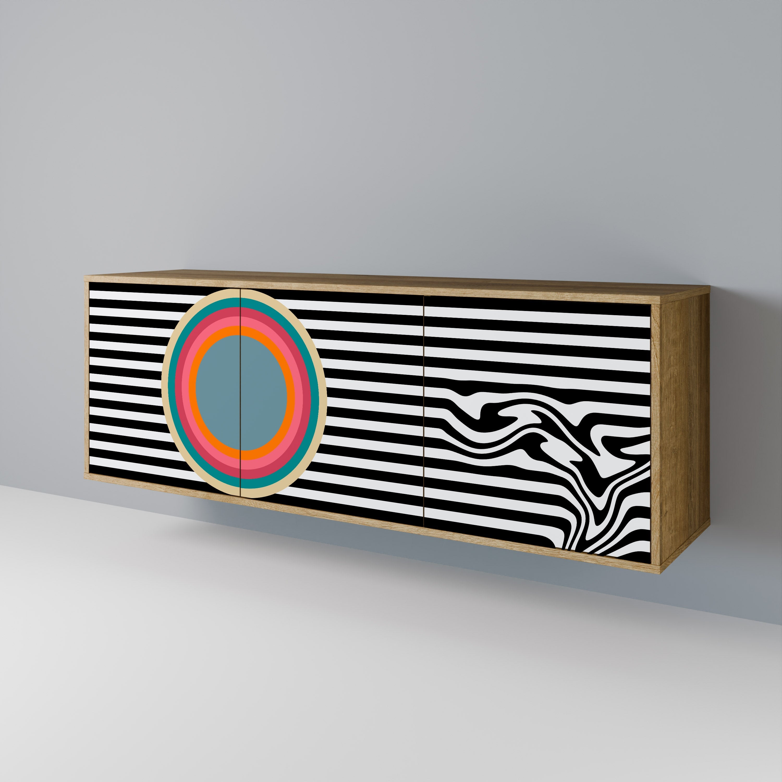 SPECTRA SHOWCASE Aparador de 3 Portas em Efeito Carvalho