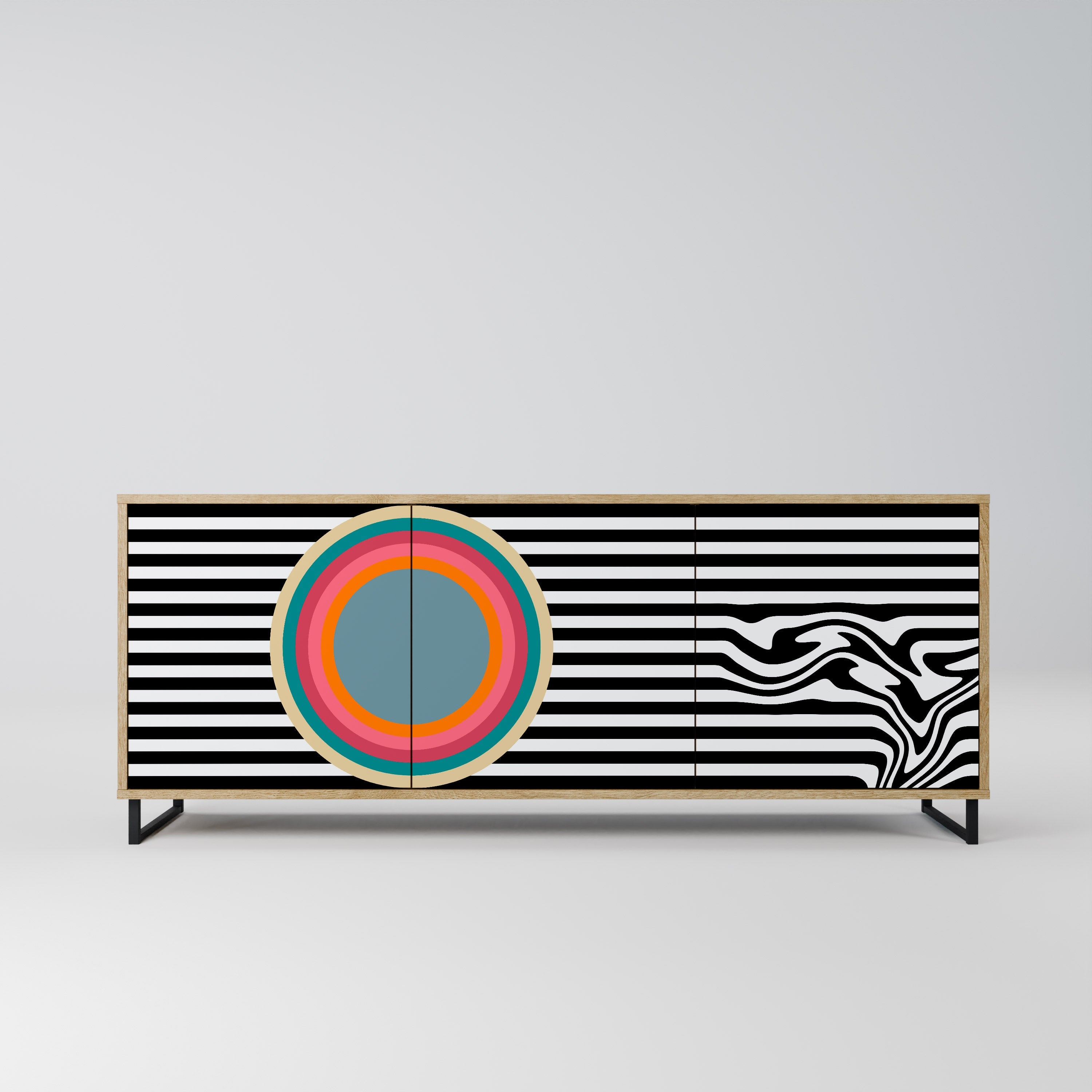 SPECTRA SHOWCASE Aparador de 3 Portas em Efeito Carvalho