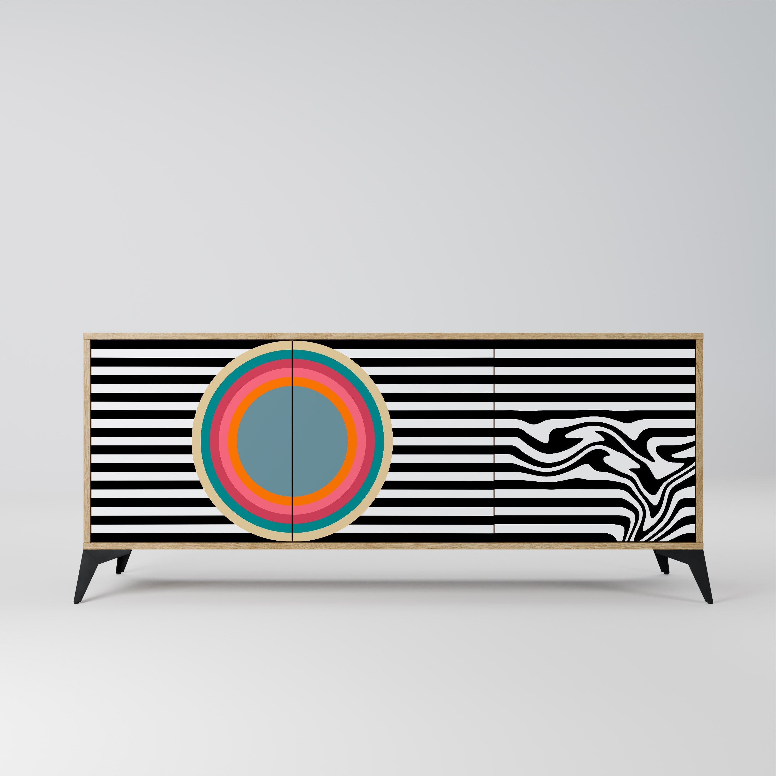 SPECTRA SHOWCASE Aparador de 3 Portas em Efeito Carvalho