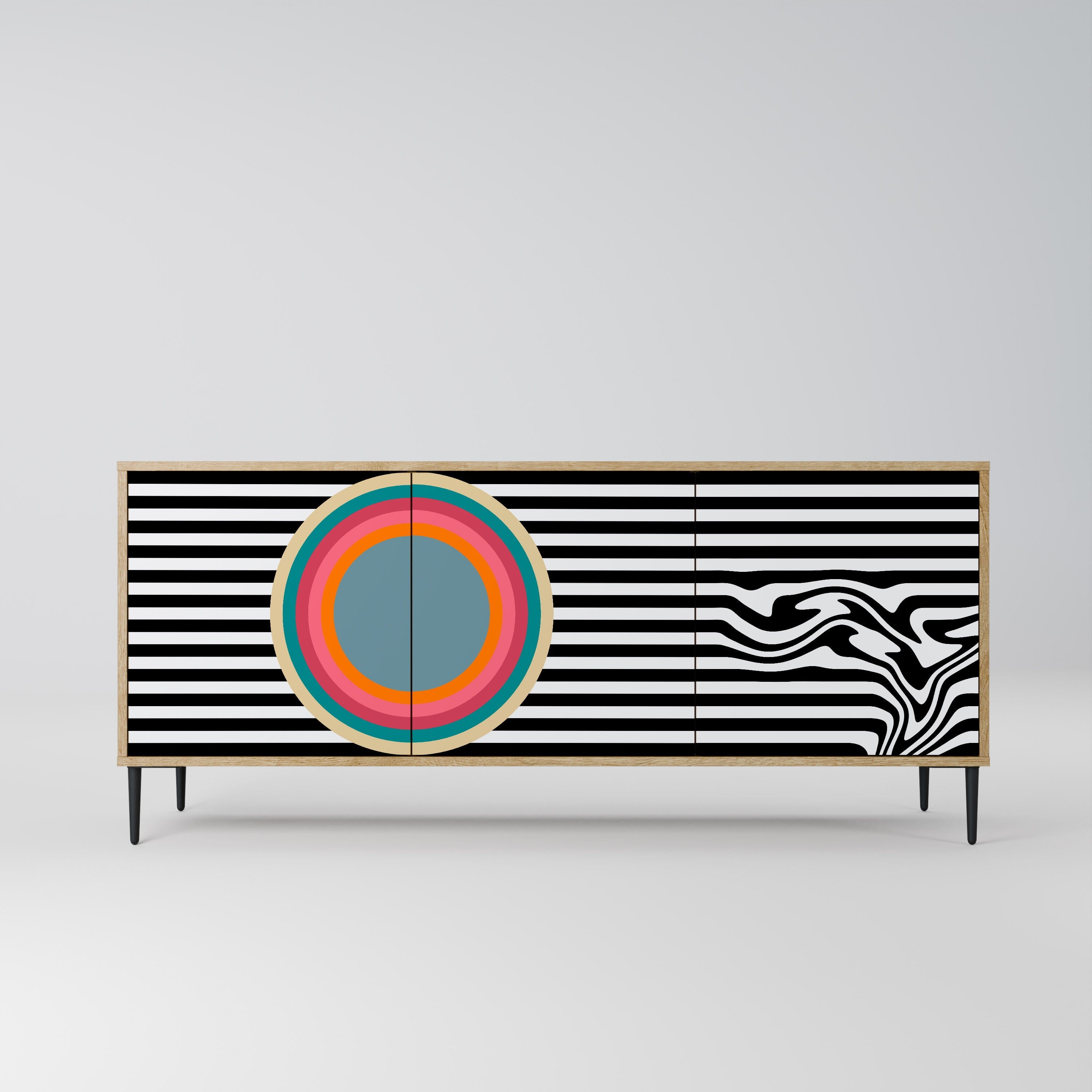 SPECTRA SHOWCASE Aparador de 3 Portas em Efeito Carvalho