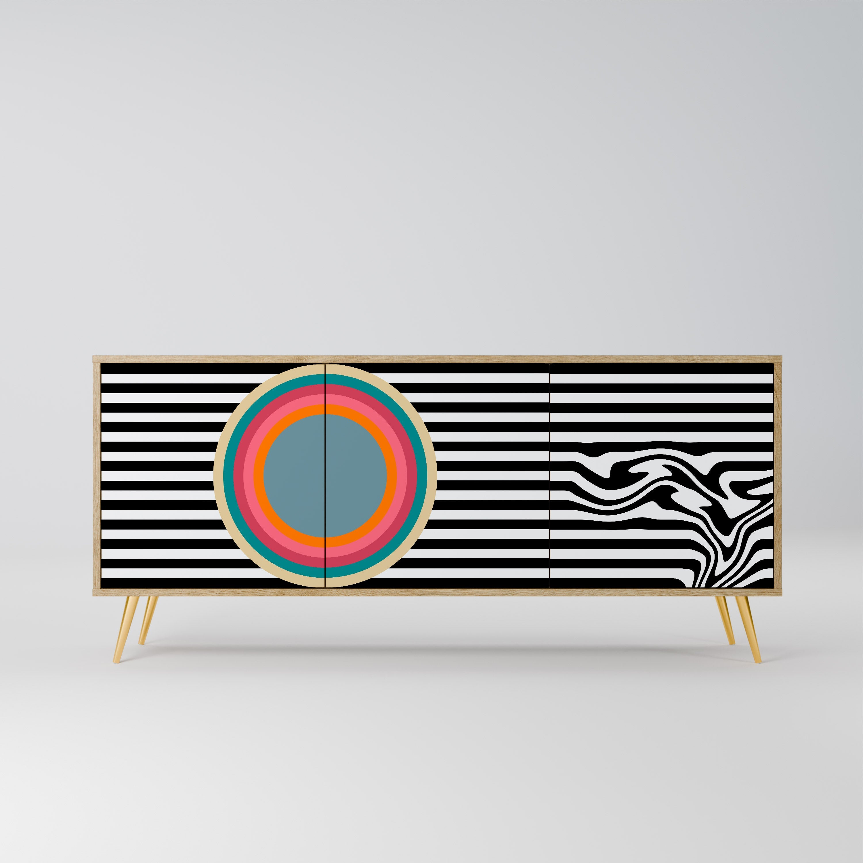 SPECTRA SHOWCASE Aparador de 3 Portas em Efeito Carvalho