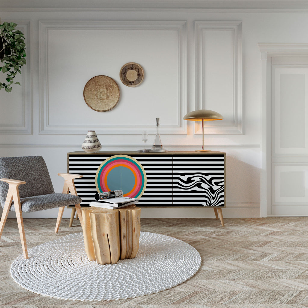 SPECTRA SHOWCASE Aparador de 3 Portas em Efeito Carvalho