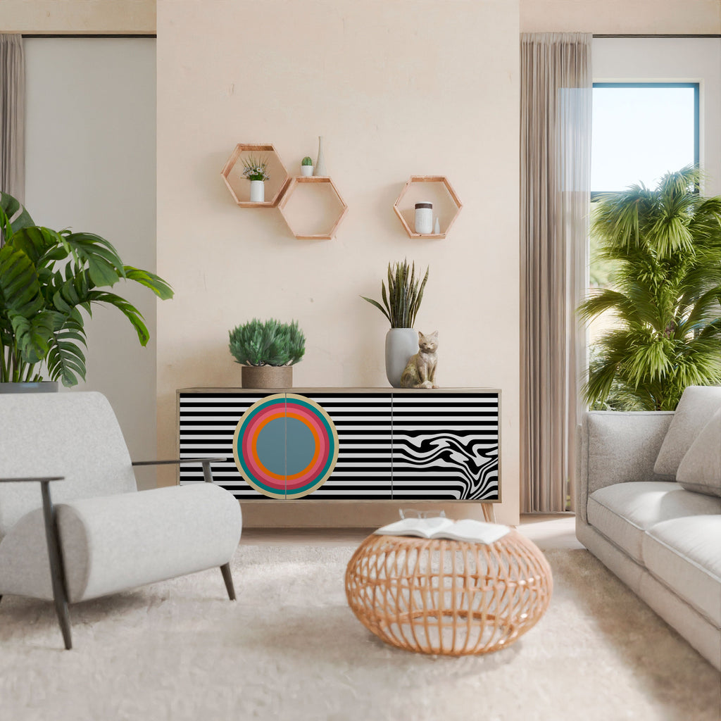 SPECTRA SHOWCASE Aparador de 3 Portas em Efeito Carvalho