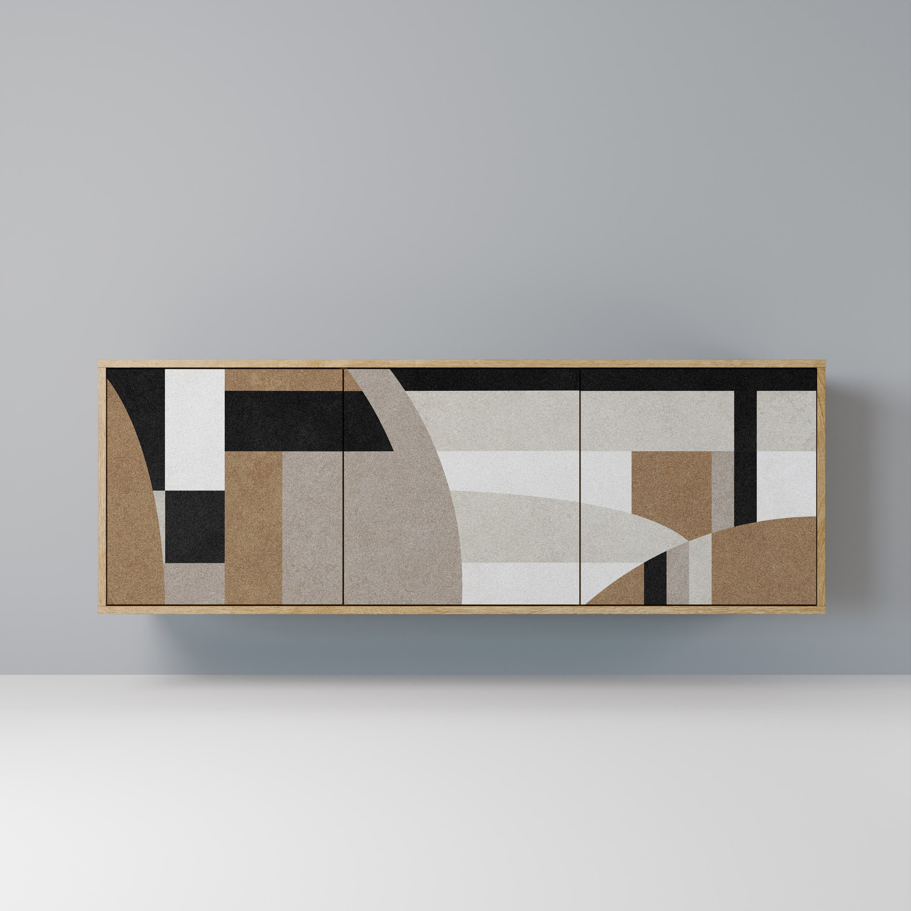 DELICATE MEMENTO Aparador de 3 Portas em Efeito Carvalho