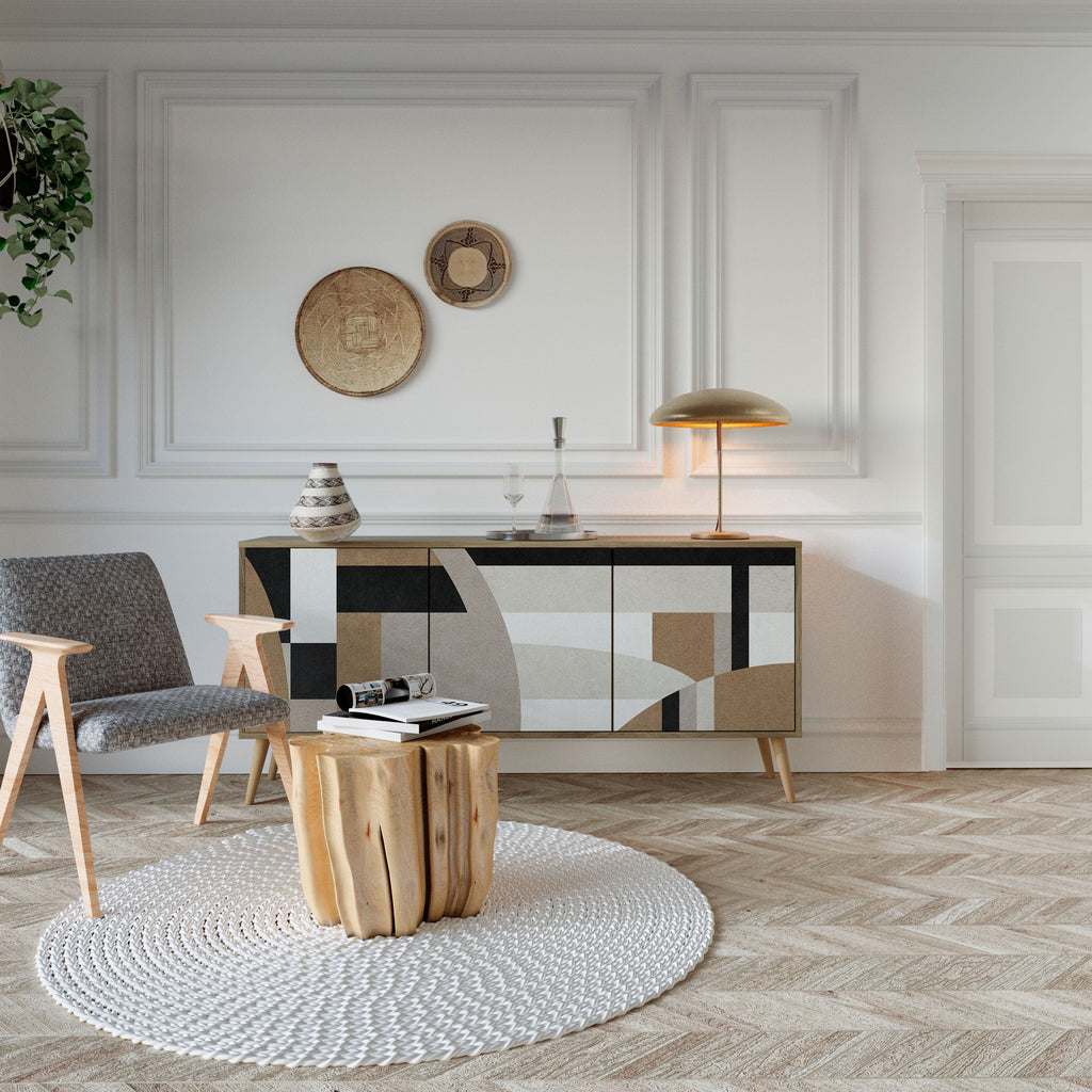 DELICATE MEMENTO Aparador de 3 Portas em Efeito Carvalho