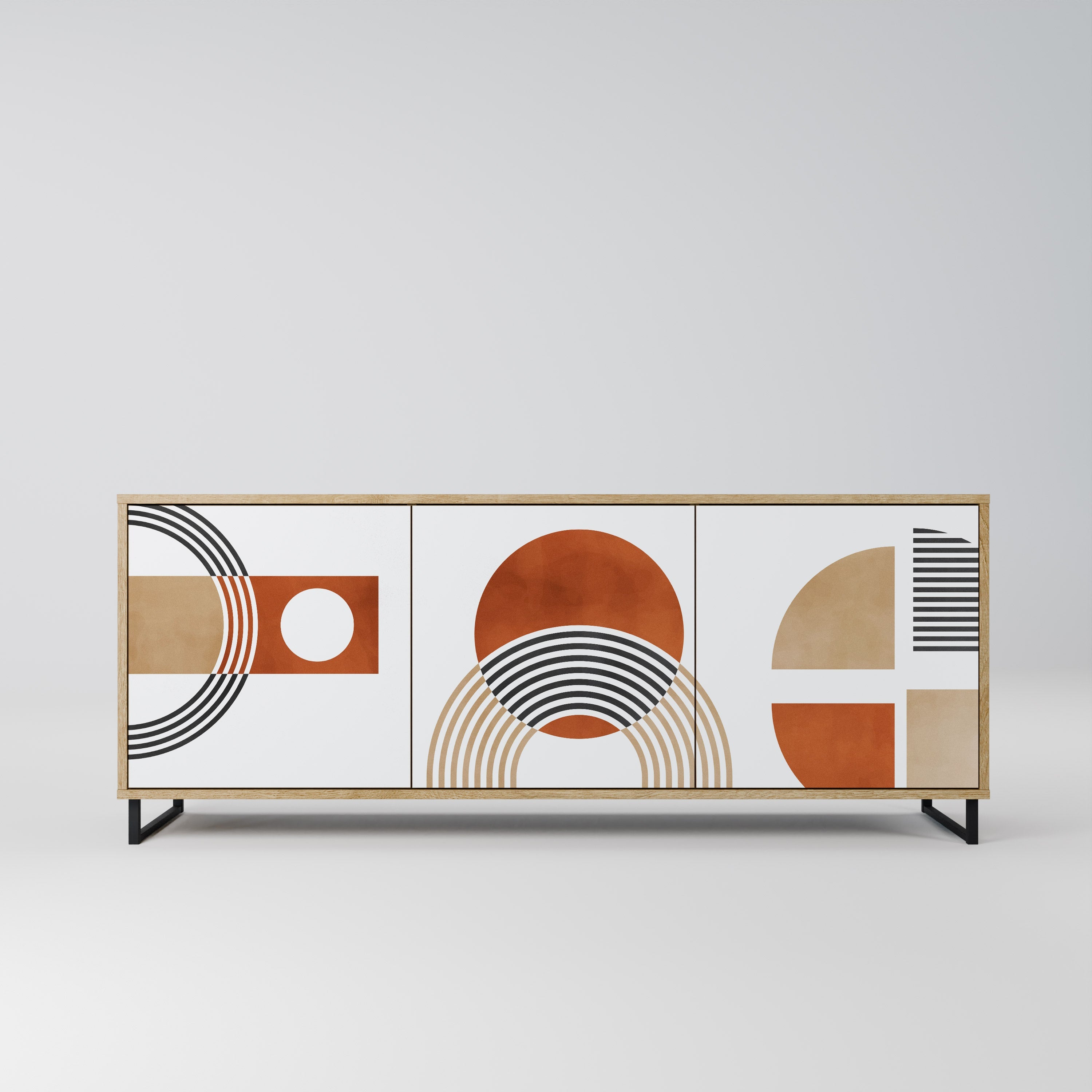 CIRCLE RHYTM Aparador de 3 Portas em Efeito Carvalho