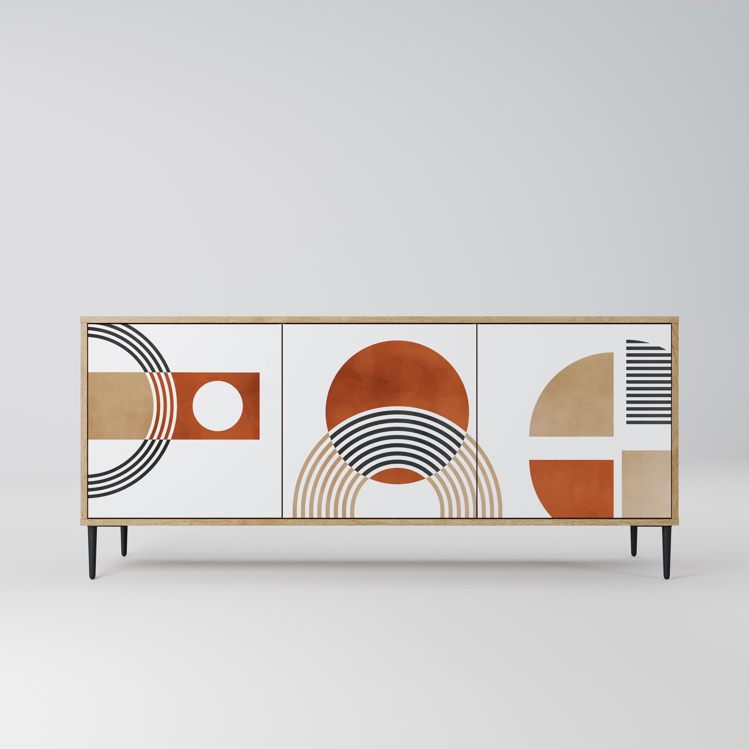 CIRCLE RHYTM Aparador de 3 Portas em Efeito Carvalho