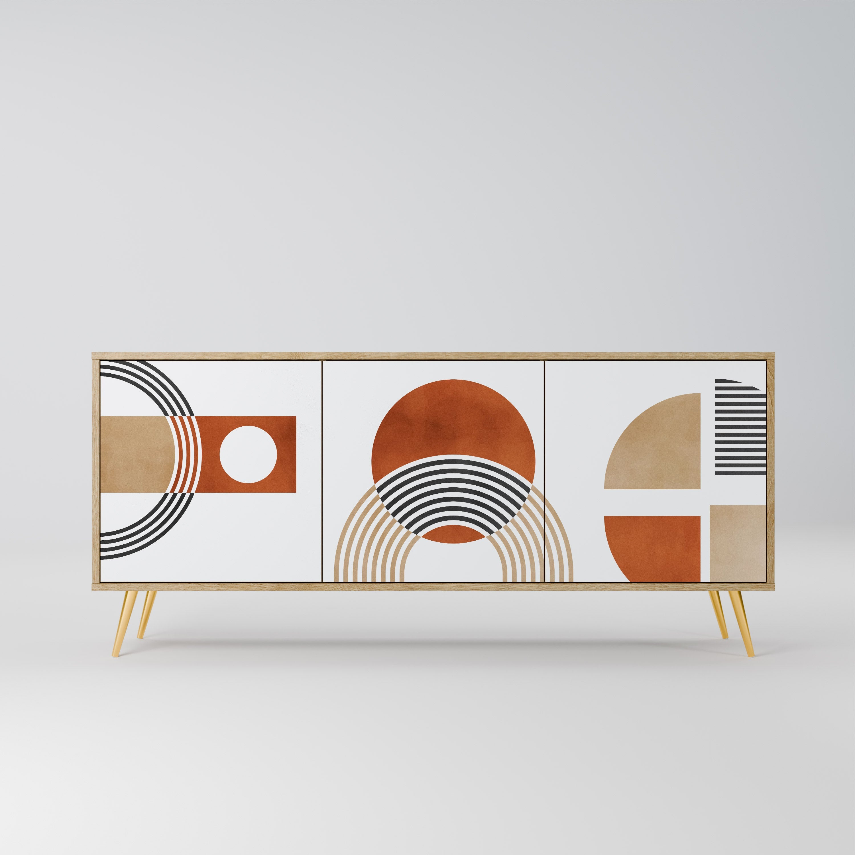 CIRCLE RHYTM Aparador de 3 Portas em Efeito Carvalho