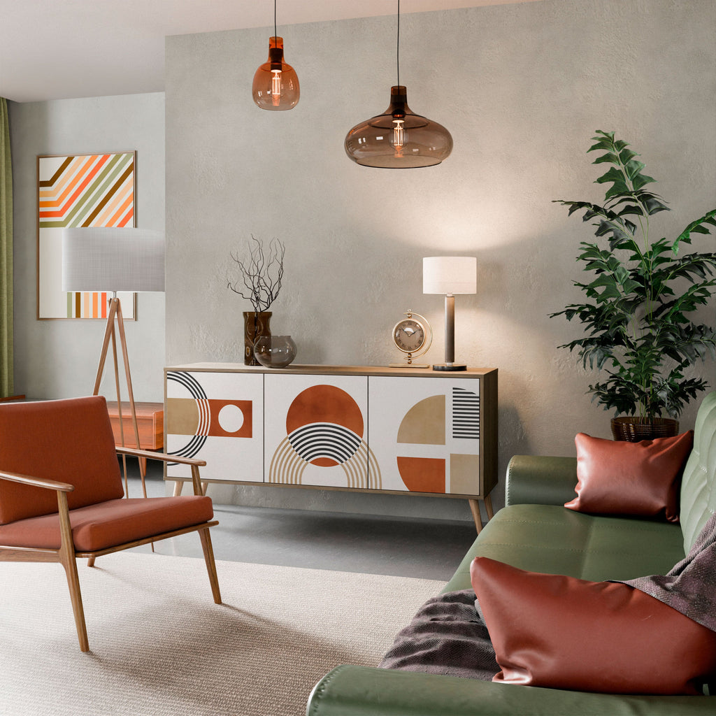 CIRCLE RHYTM Aparador de 3 Portas em Efeito Carvalho