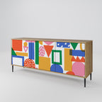 GEOMETRIC GLIMMER 3-Door Sideboard in Oak Effect