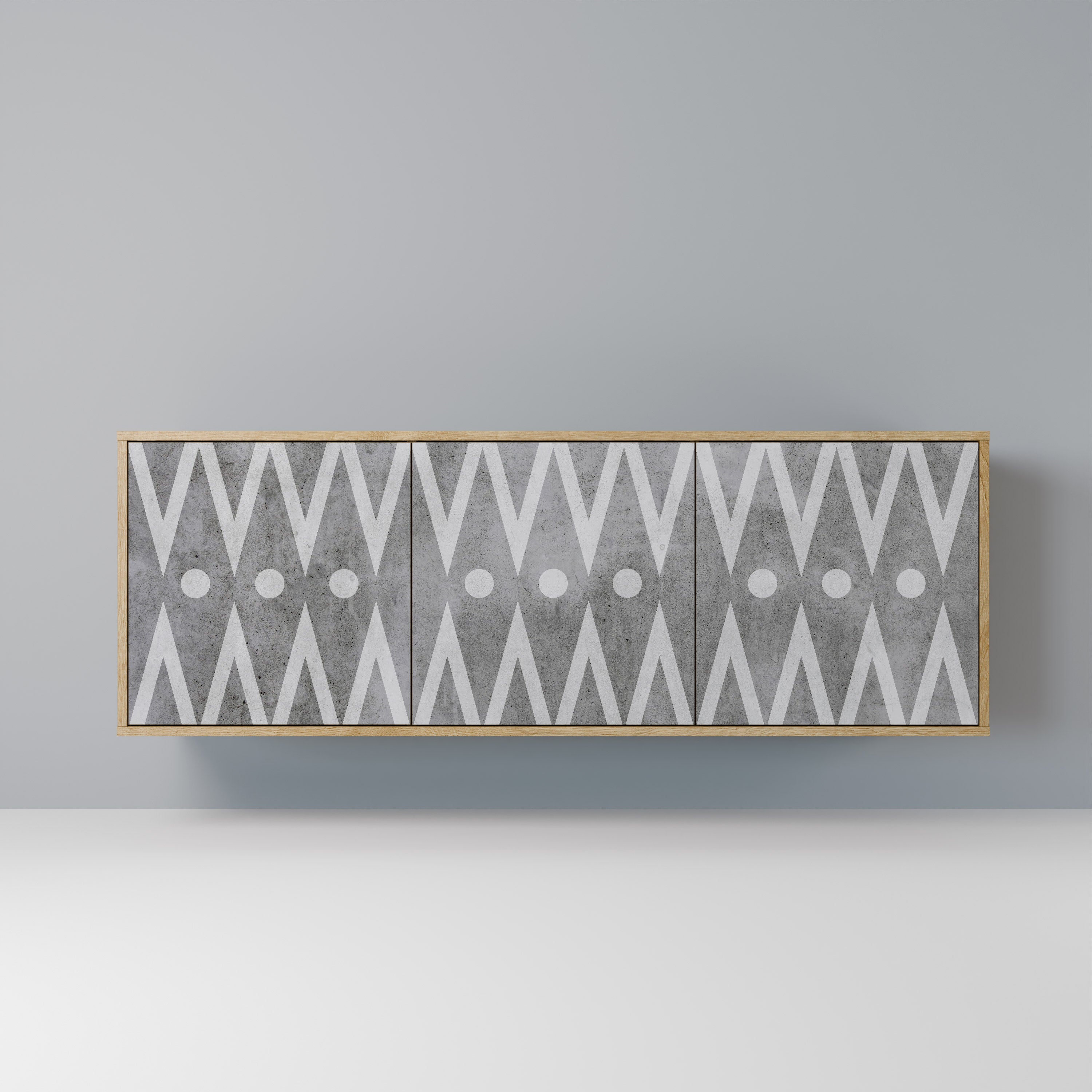 SHARP EDGES Aparador de 3 Portas em Efeito Carvalho