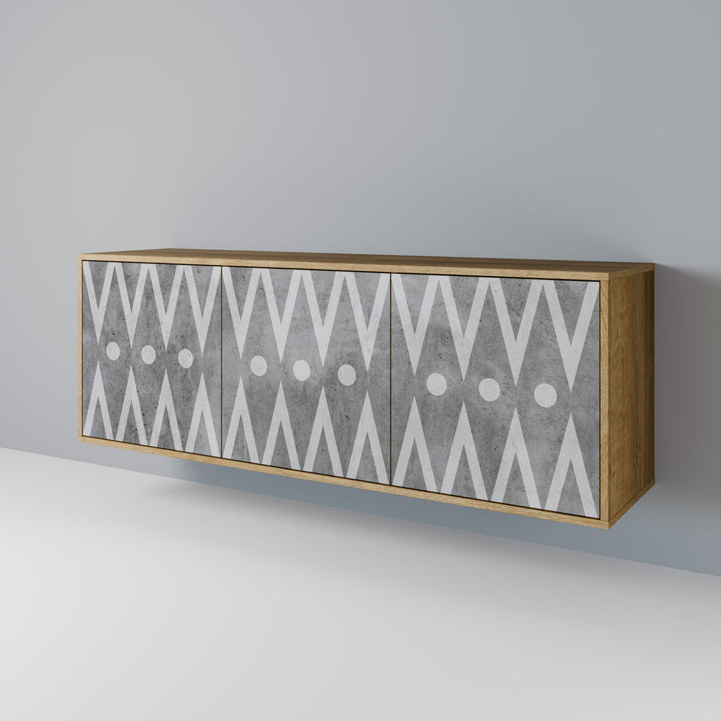 SHARP EDGES Aparador de 3 Portas em Efeito Carvalho