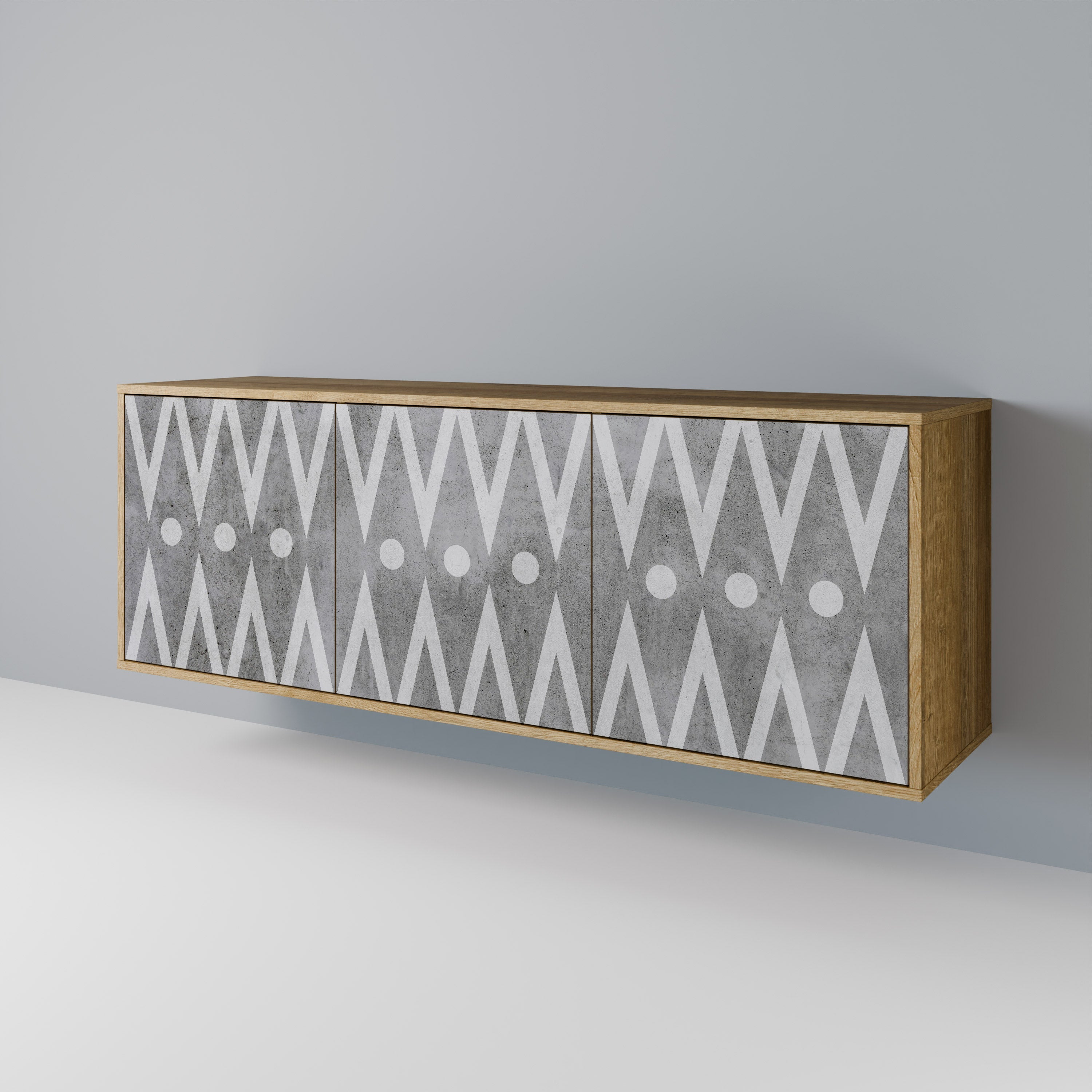 SHARP EDGES Aparador de 3 Portas em Efeito Carvalho