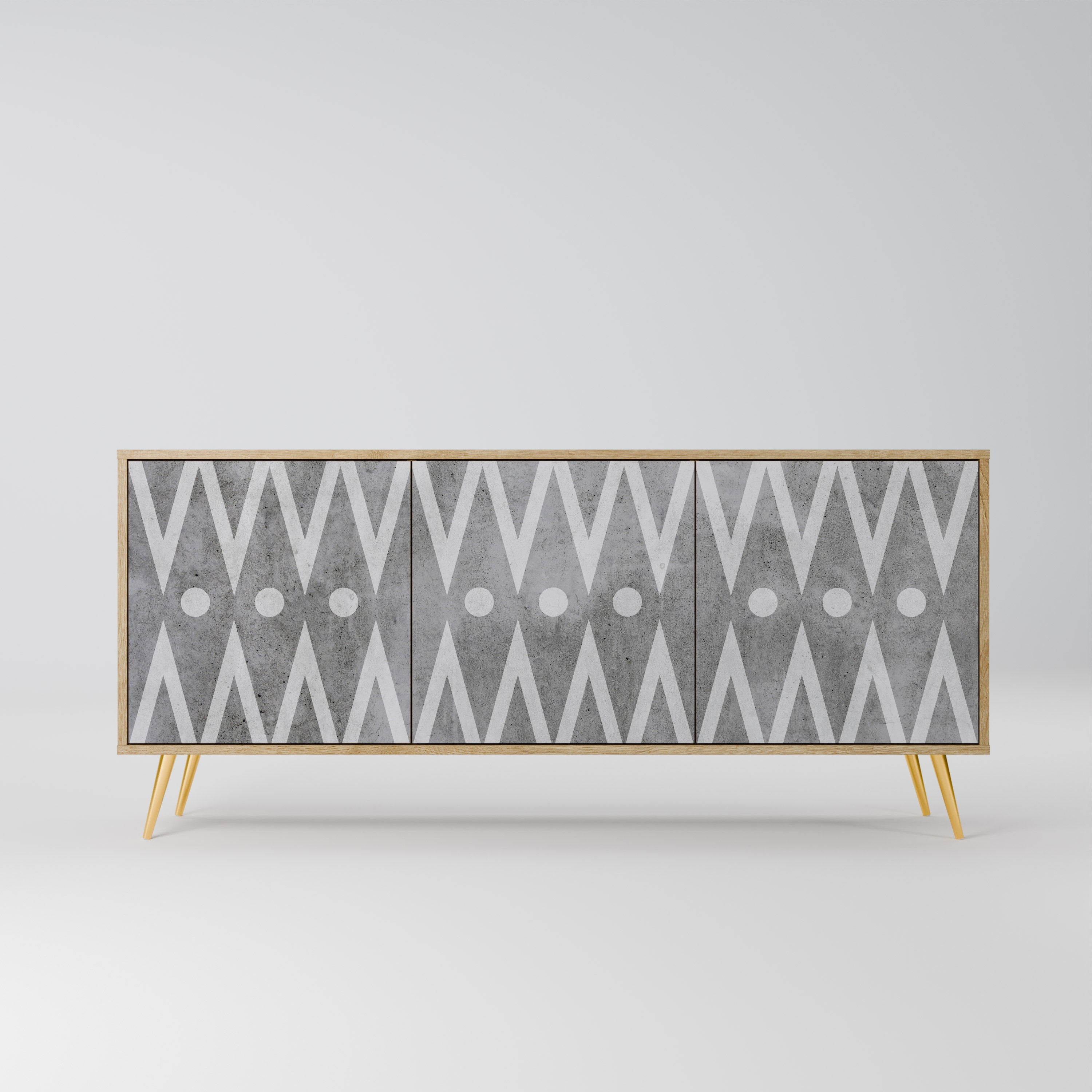 SHARP EDGES Aparador de 3 Portas em Efeito Carvalho