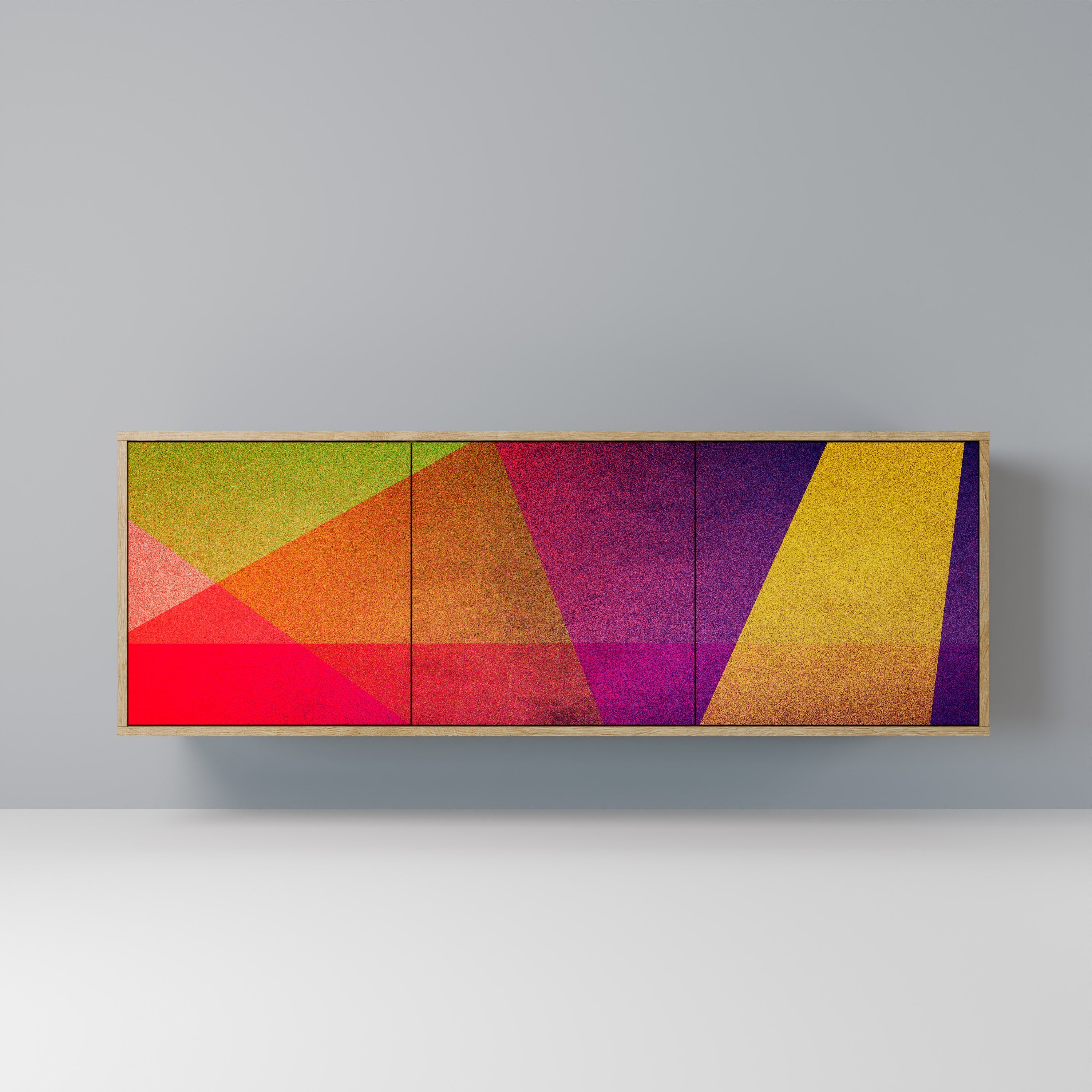 VIVID GEOMETRY Aparador de 3 Portas em Efeito Carvalho