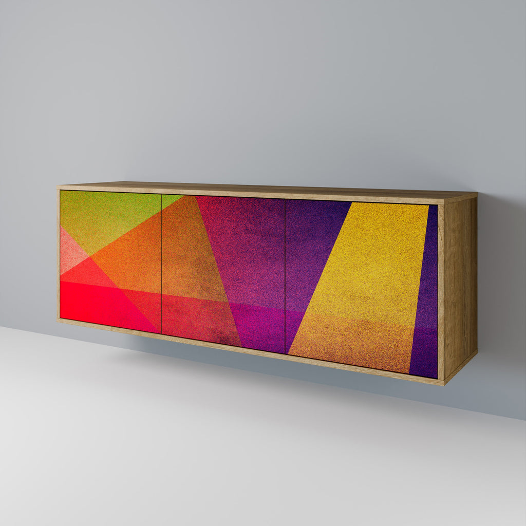 VIVID GEOMETRY Aparador de 3 Portas em Efeito Carvalho