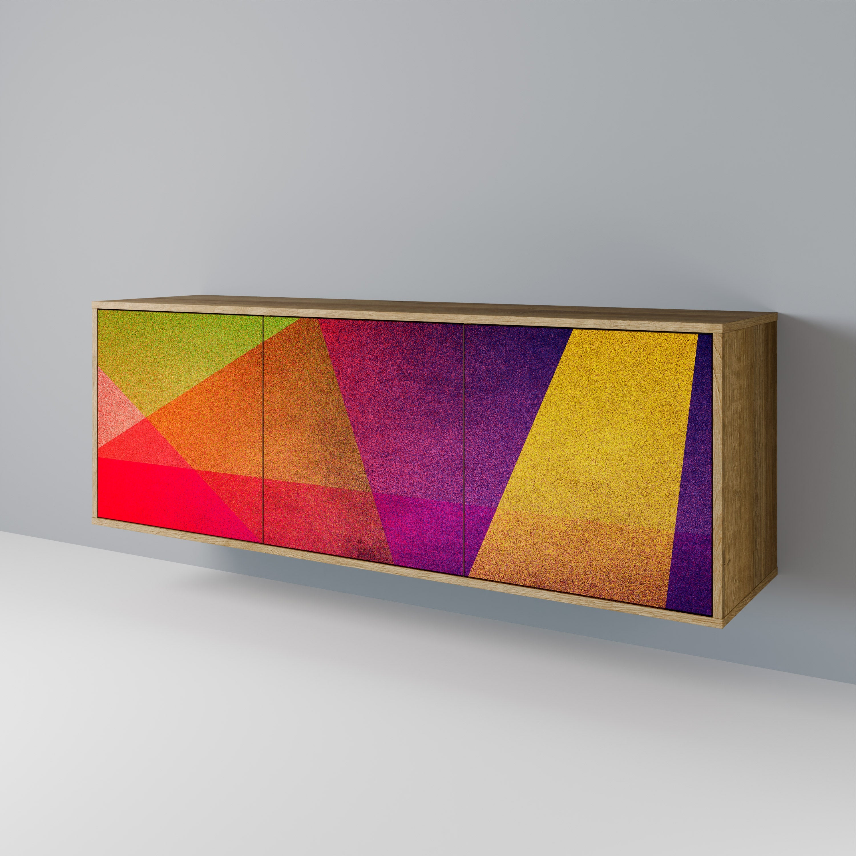 VIVID GEOMETRY Aparador de 3 Portas em Efeito Carvalho