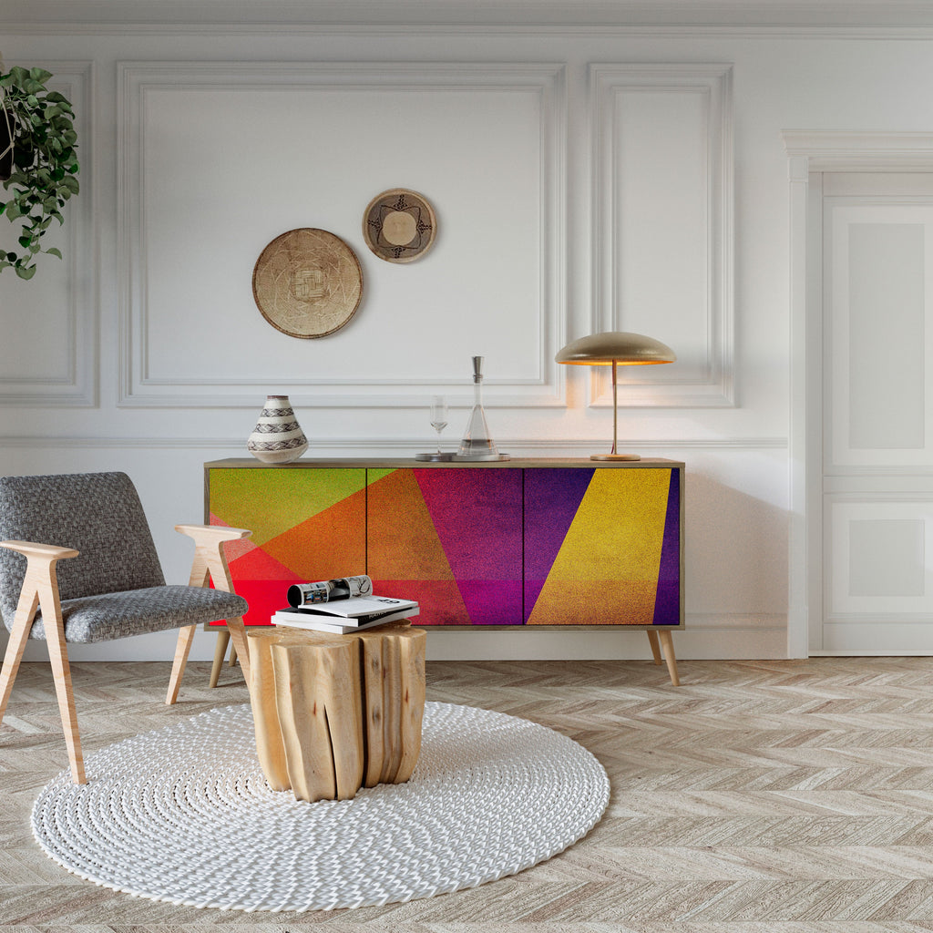 VIVID GEOMETRY Aparador de 3 Portas em Efeito Carvalho