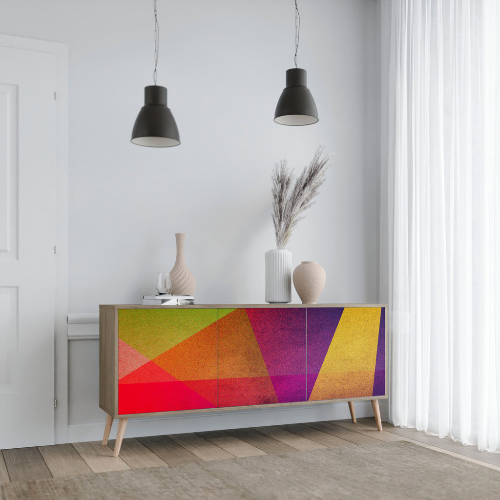 VIVID GEOMETRY Aparador de 3 Portas em Efeito Carvalho