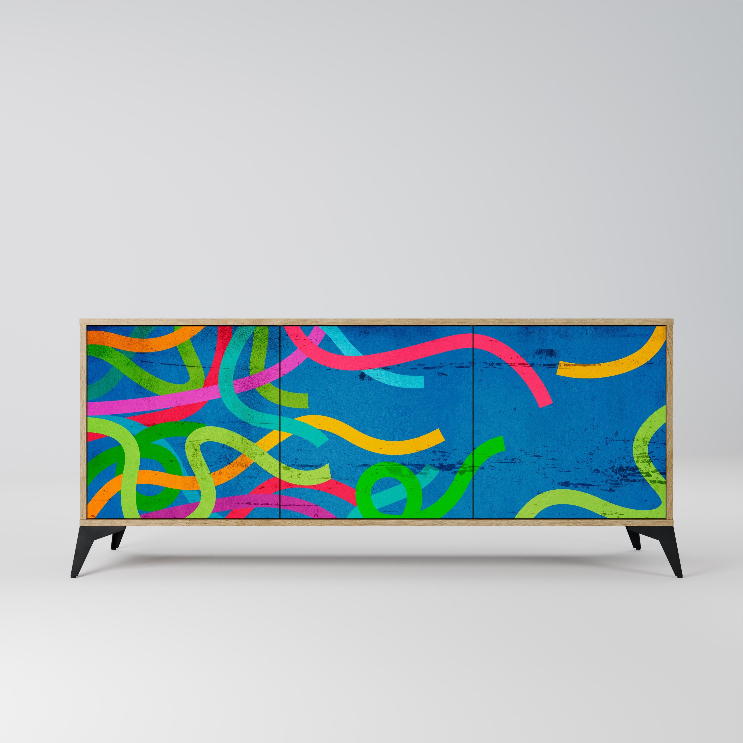 STREAMER TANGLE Aparador de 3 Portas em Efeito Carvalho