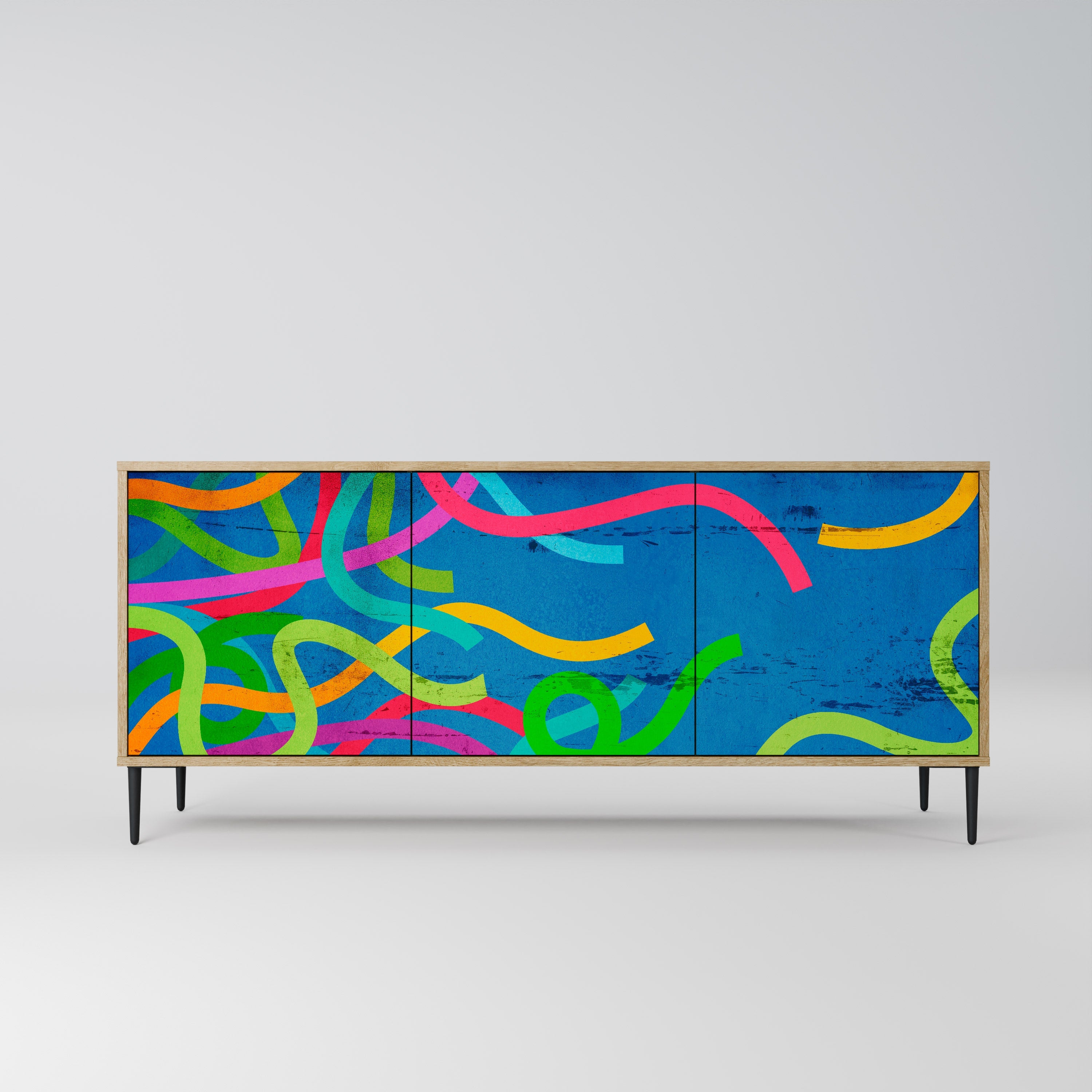 STREAMER TANGLE Aparador de 3 Portas em Efeito Carvalho