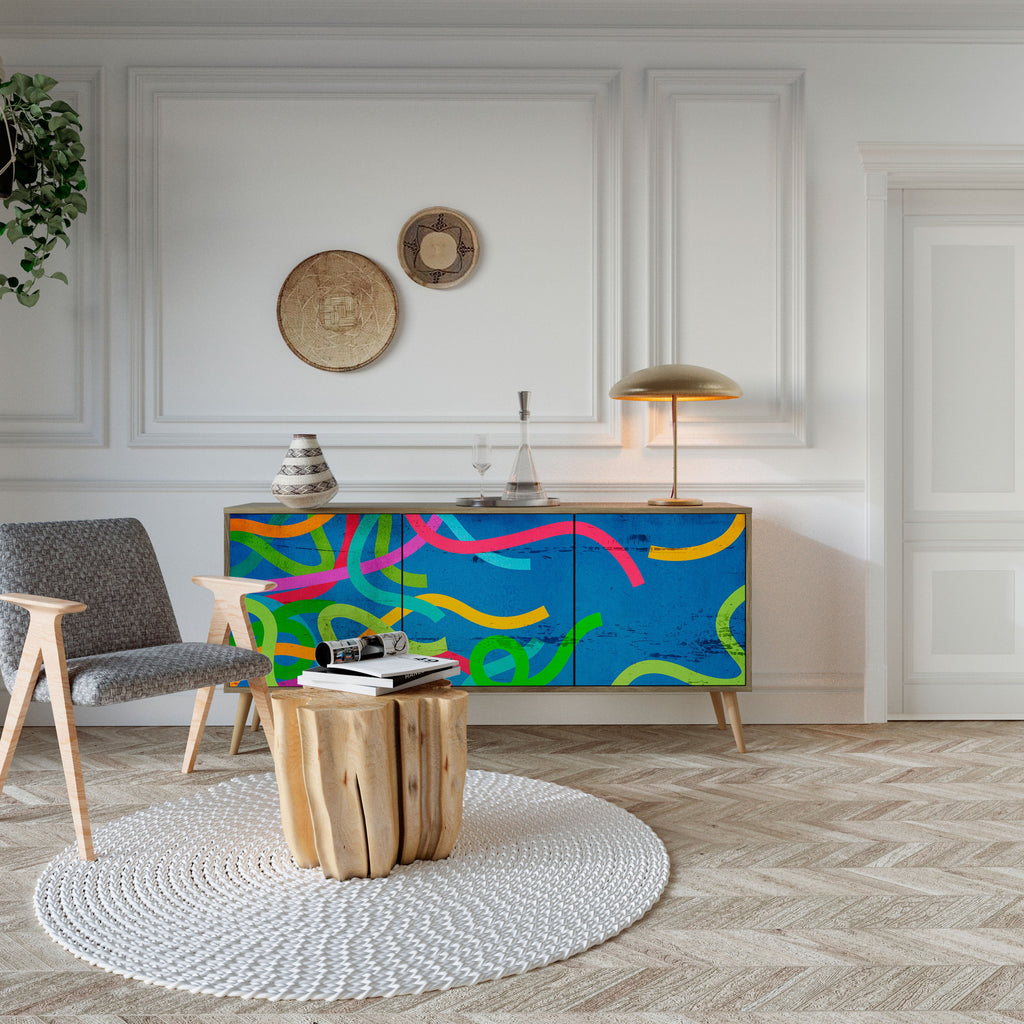 STREAMER TANGLE Aparador de 3 Portas em Efeito Carvalho