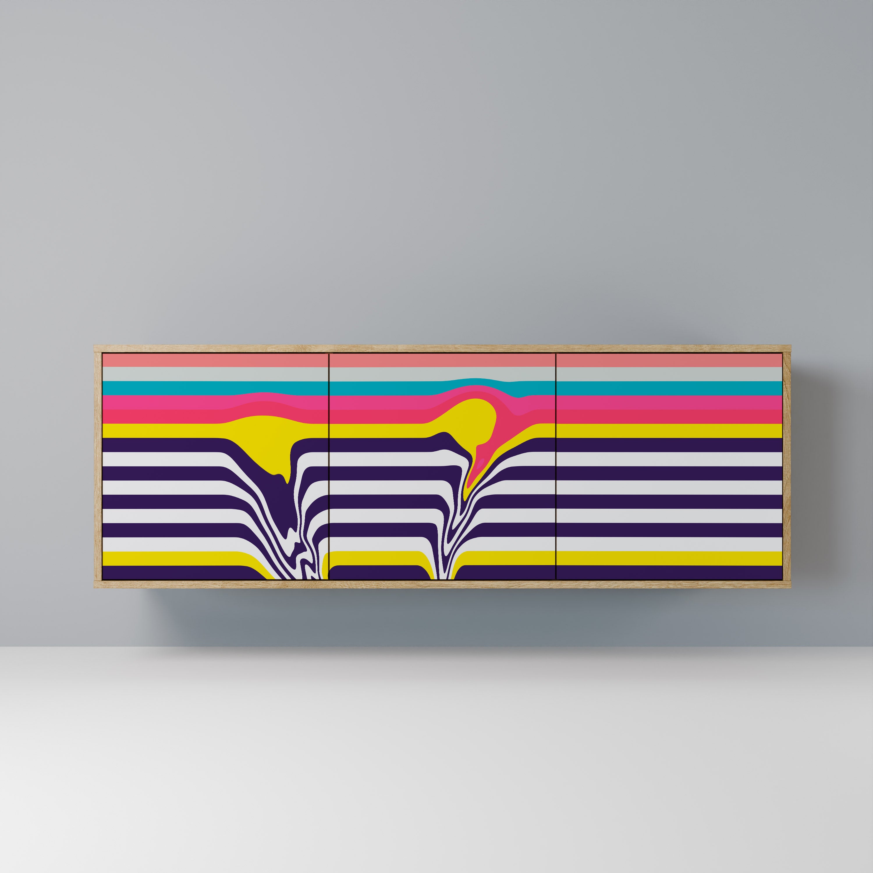 TONE COLLAPSE Aparador de 3 Portas em Efeito Carvalho