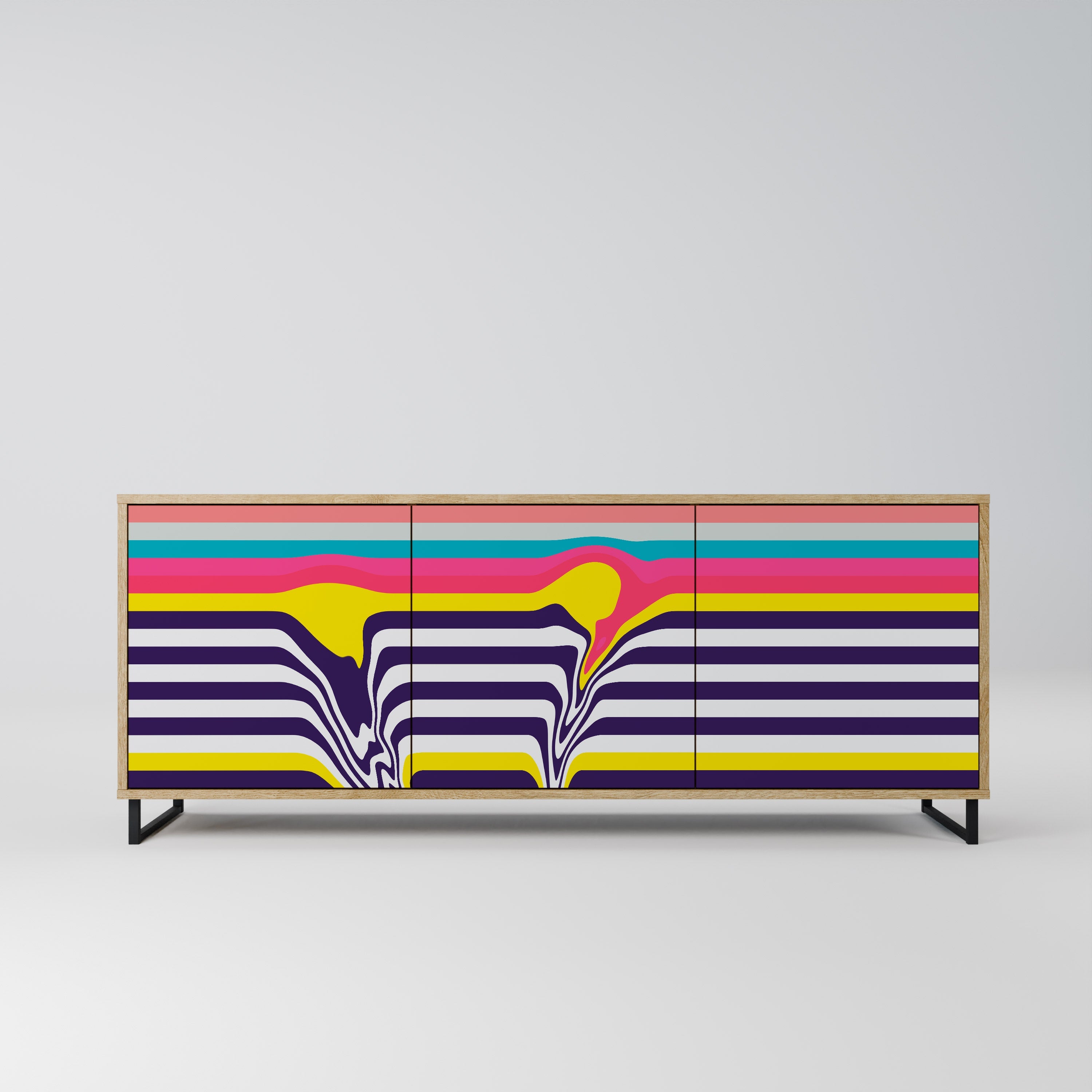 TONE COLLAPSE Aparador de 3 Portas em Efeito Carvalho