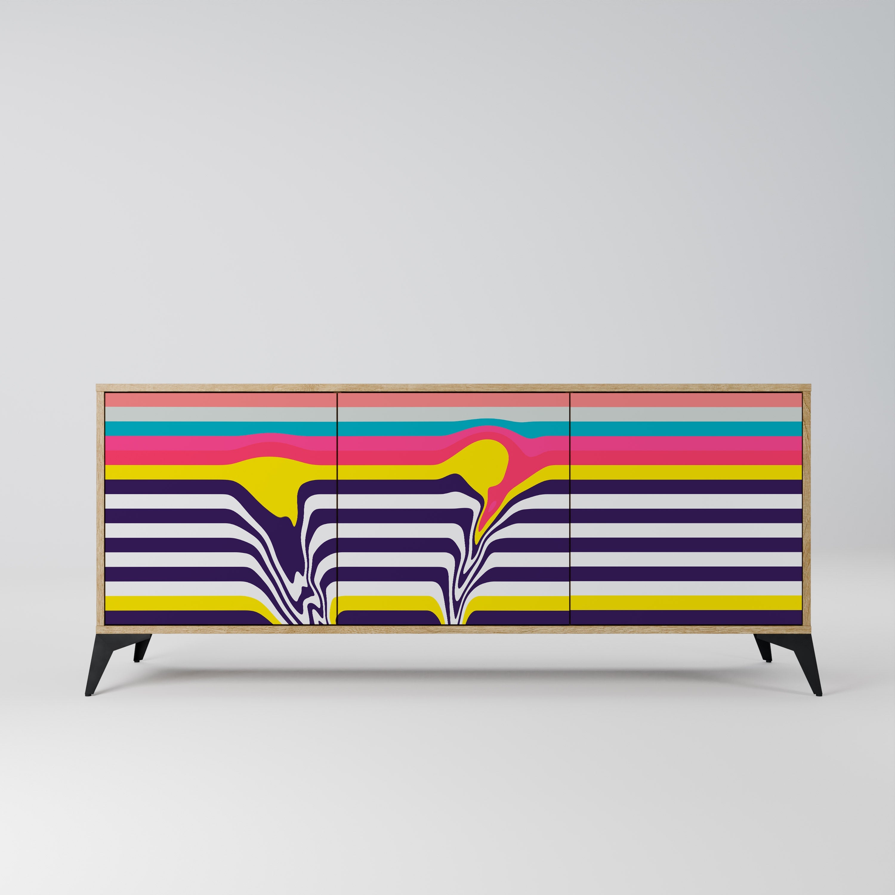 TONE COLLAPSE Aparador de 3 Portas em Efeito Carvalho