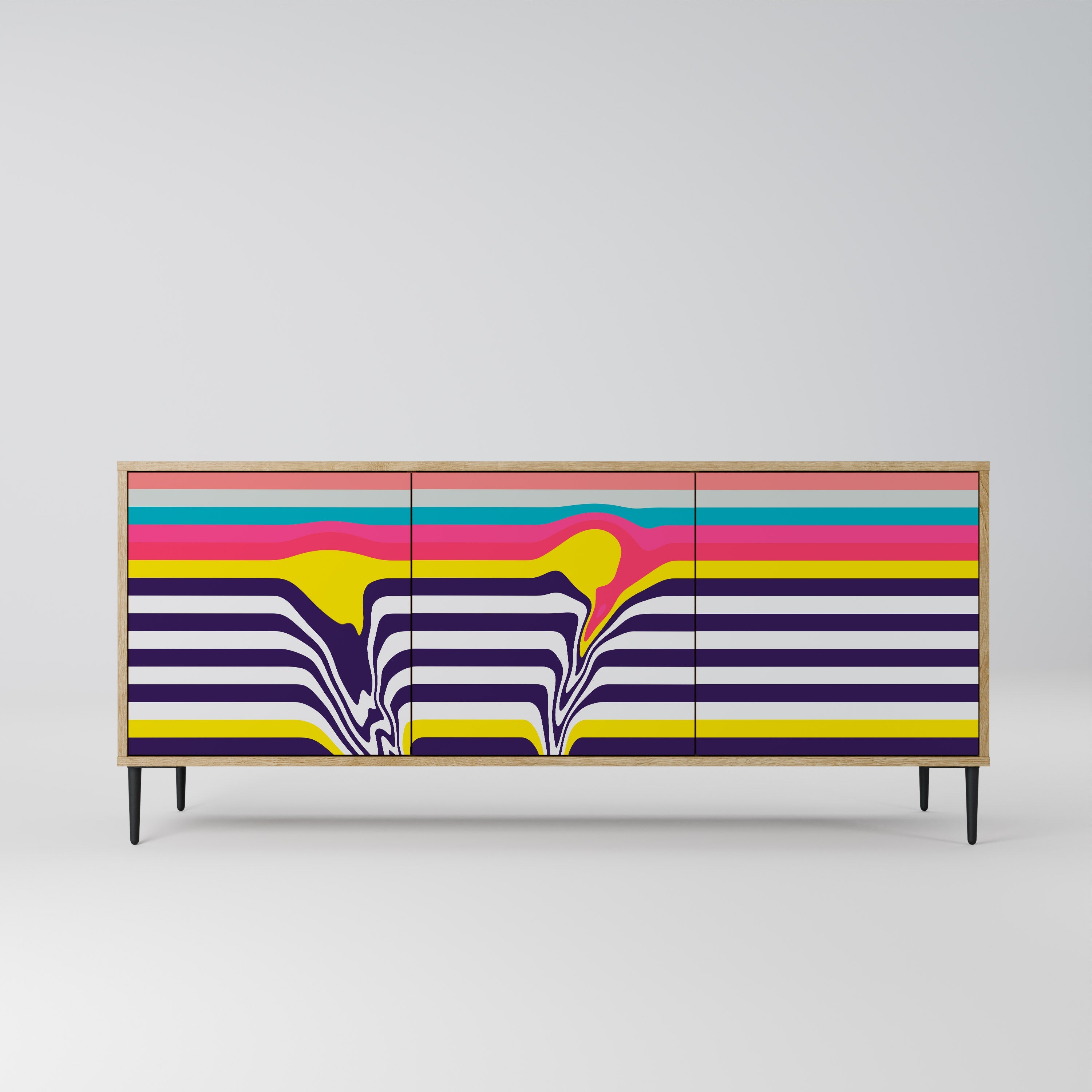 TONE COLLAPSE Aparador de 3 Portas em Efeito Carvalho