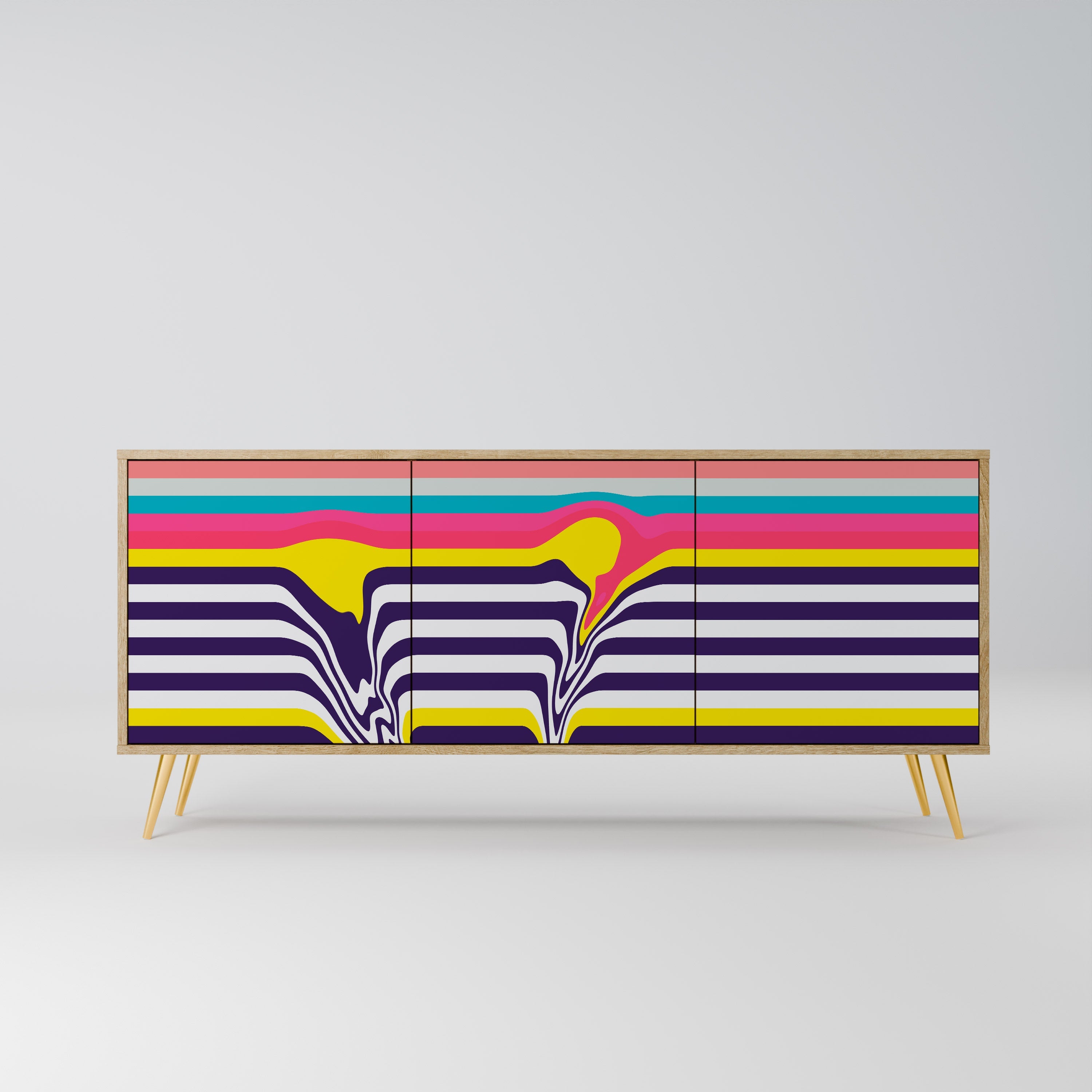 TONE COLLAPSE Aparador de 3 Portas em Efeito Carvalho