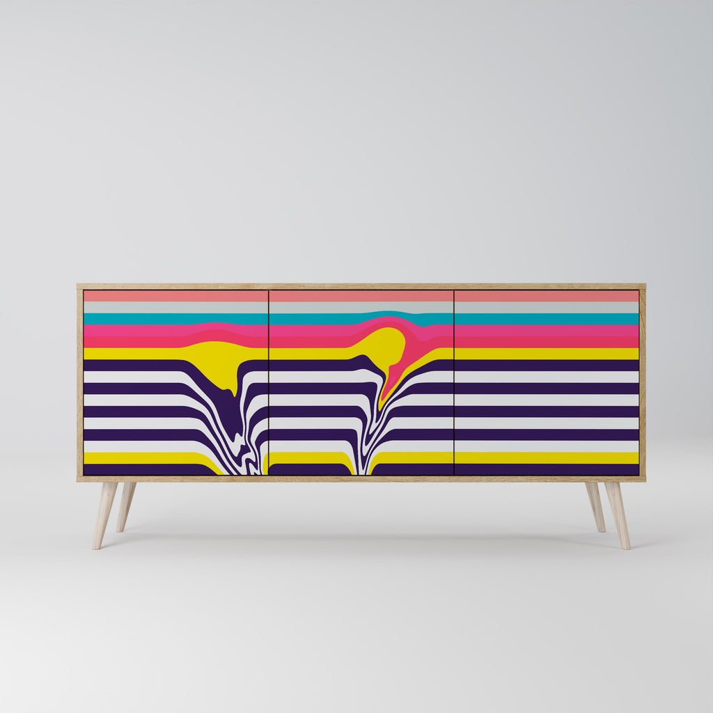 TONE COLLAPSE Aparador de 3 Portas em Efeito Carvalho