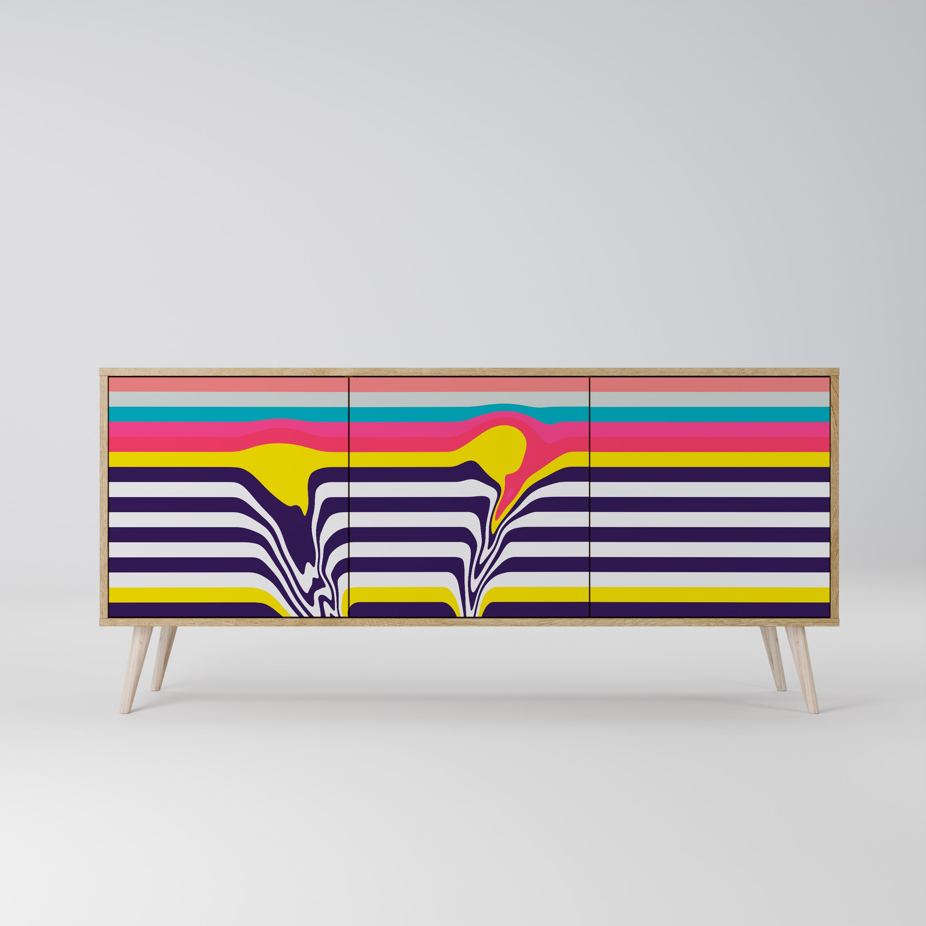 TONE COLLAPSE Aparador de 3 Portas em Efeito Carvalho