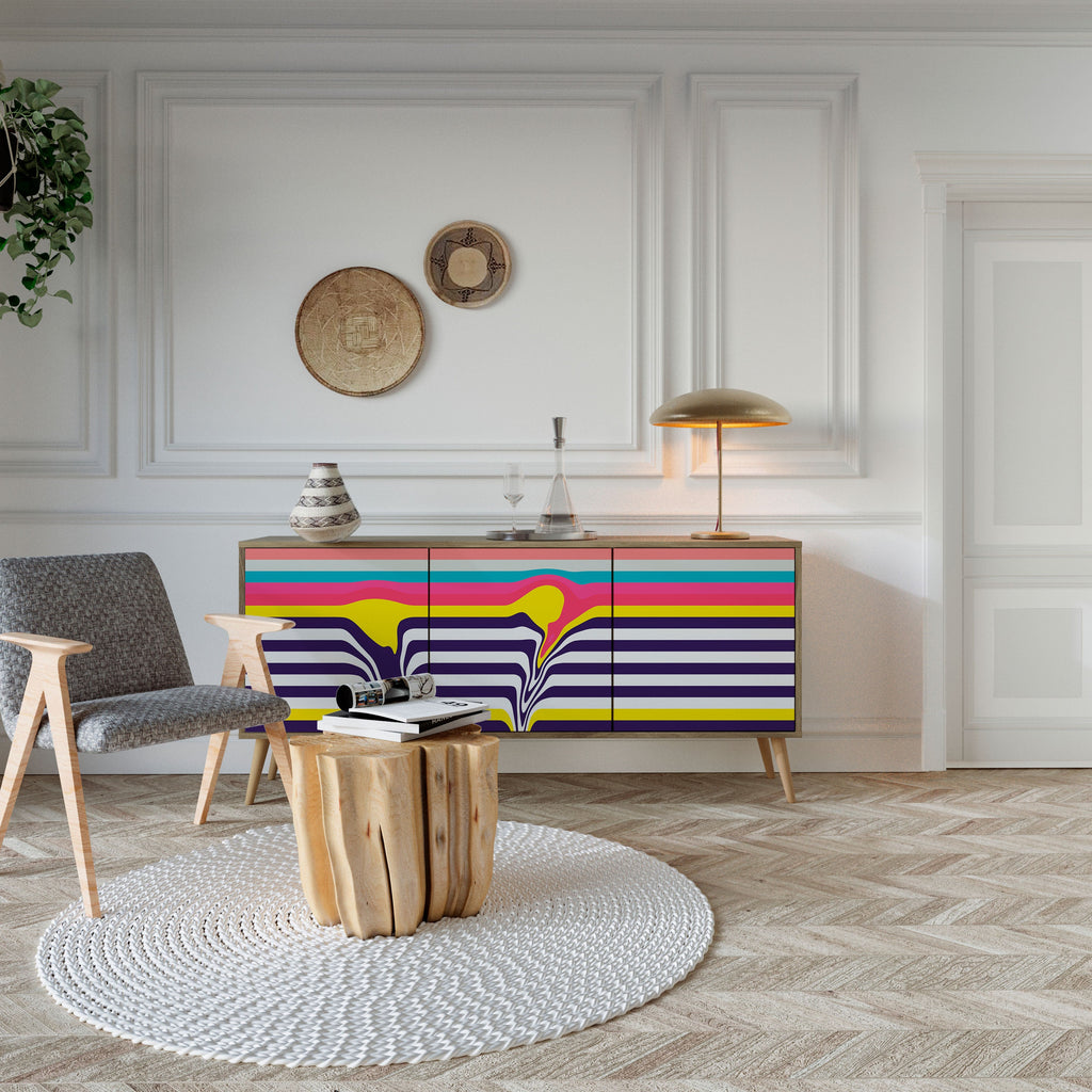 TONE COLLAPSE Aparador de 3 Portas em Efeito Carvalho