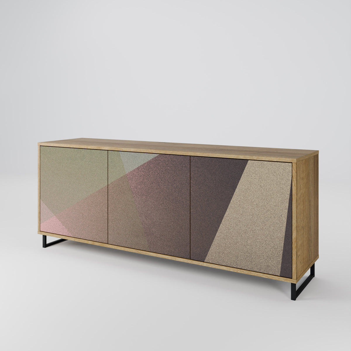 BEIGE GEOMETRY Aparador de 3 Portas