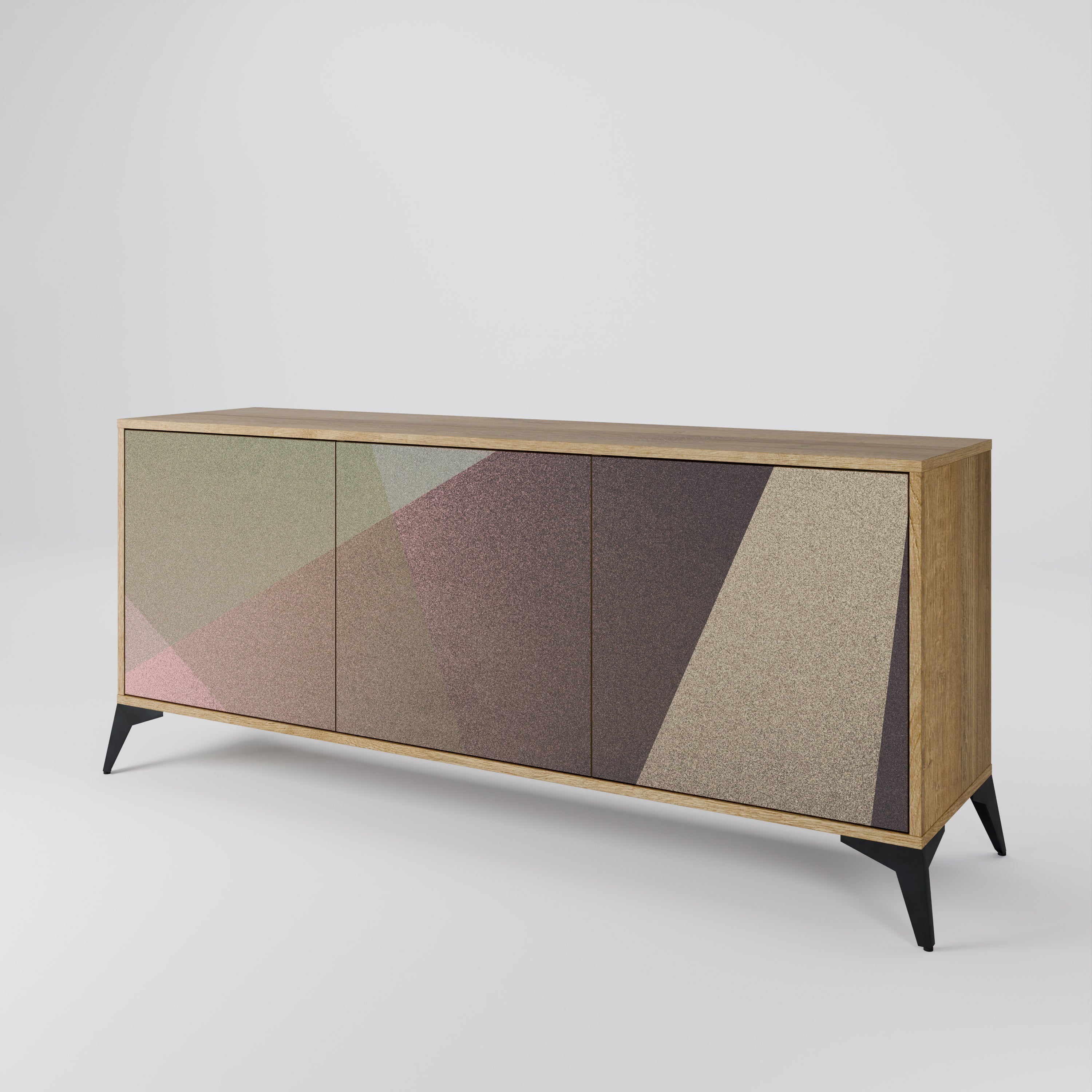 BEIGE GEOMETRY 3-Door Sideboard