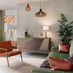 BEIGE GEOMETRY Aparador de 3 Portas em Efeito Carvalho